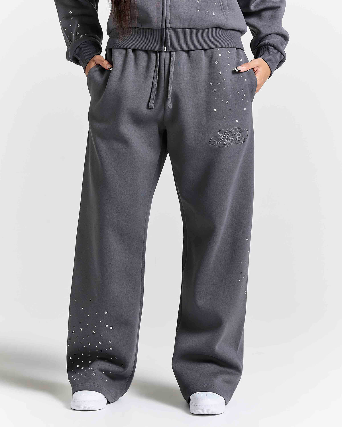 Clash Oversized Wide Leg Jogger - Grey/Silver