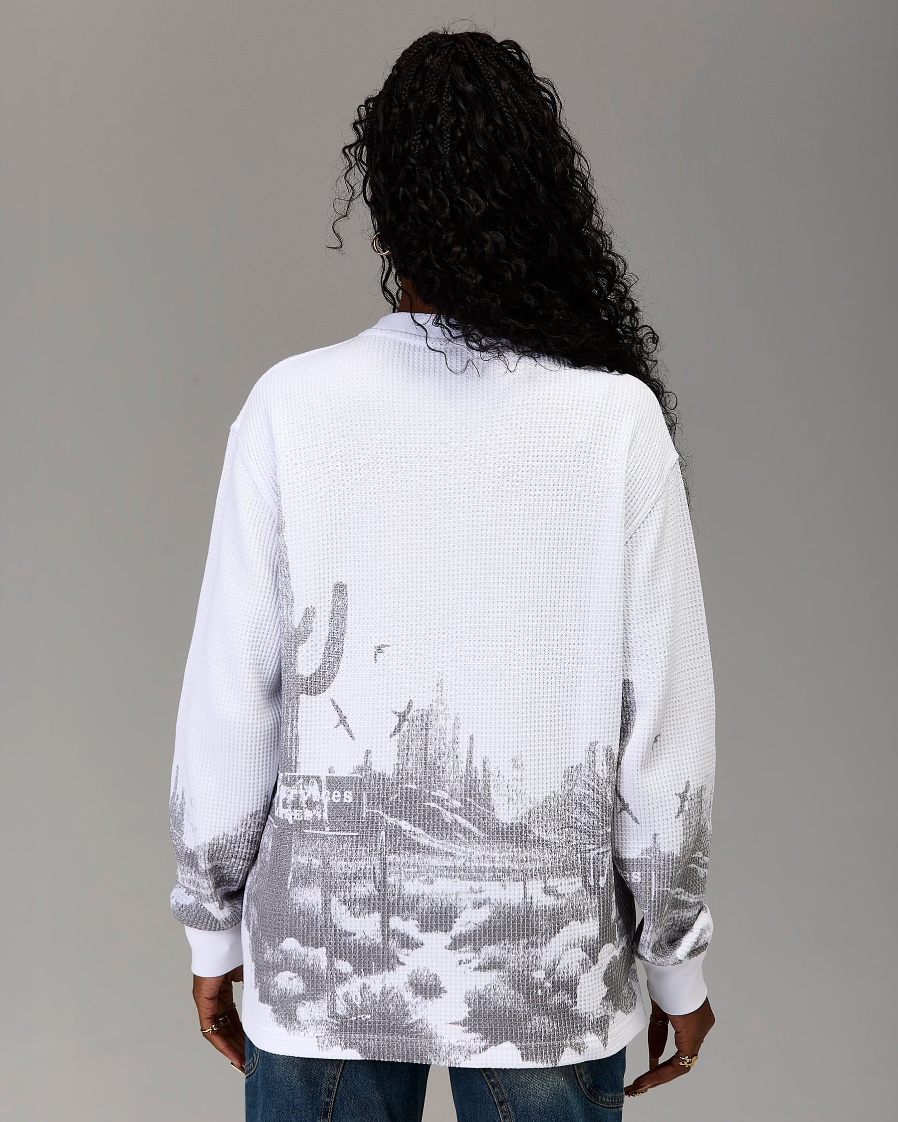 The Winner's Circle Oversized Long Sleeve T-Shirt - White/Grey
