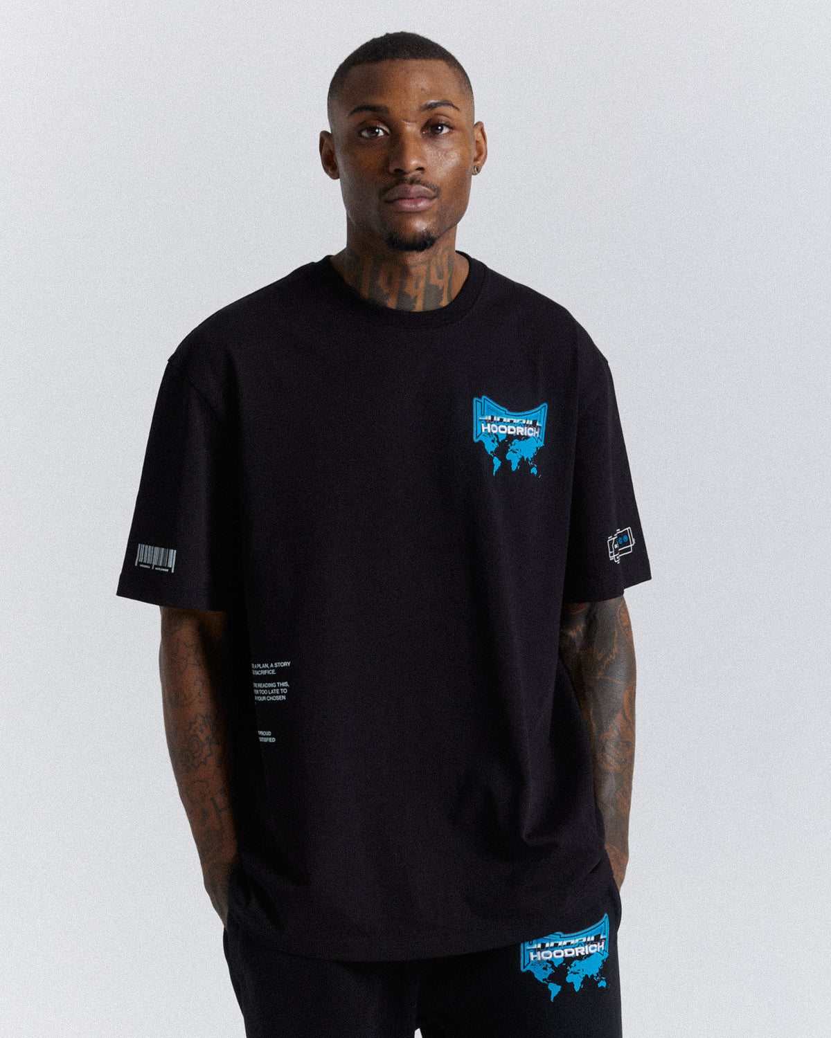 Worldwide Oversized T-Shirt - Black/White/Blue