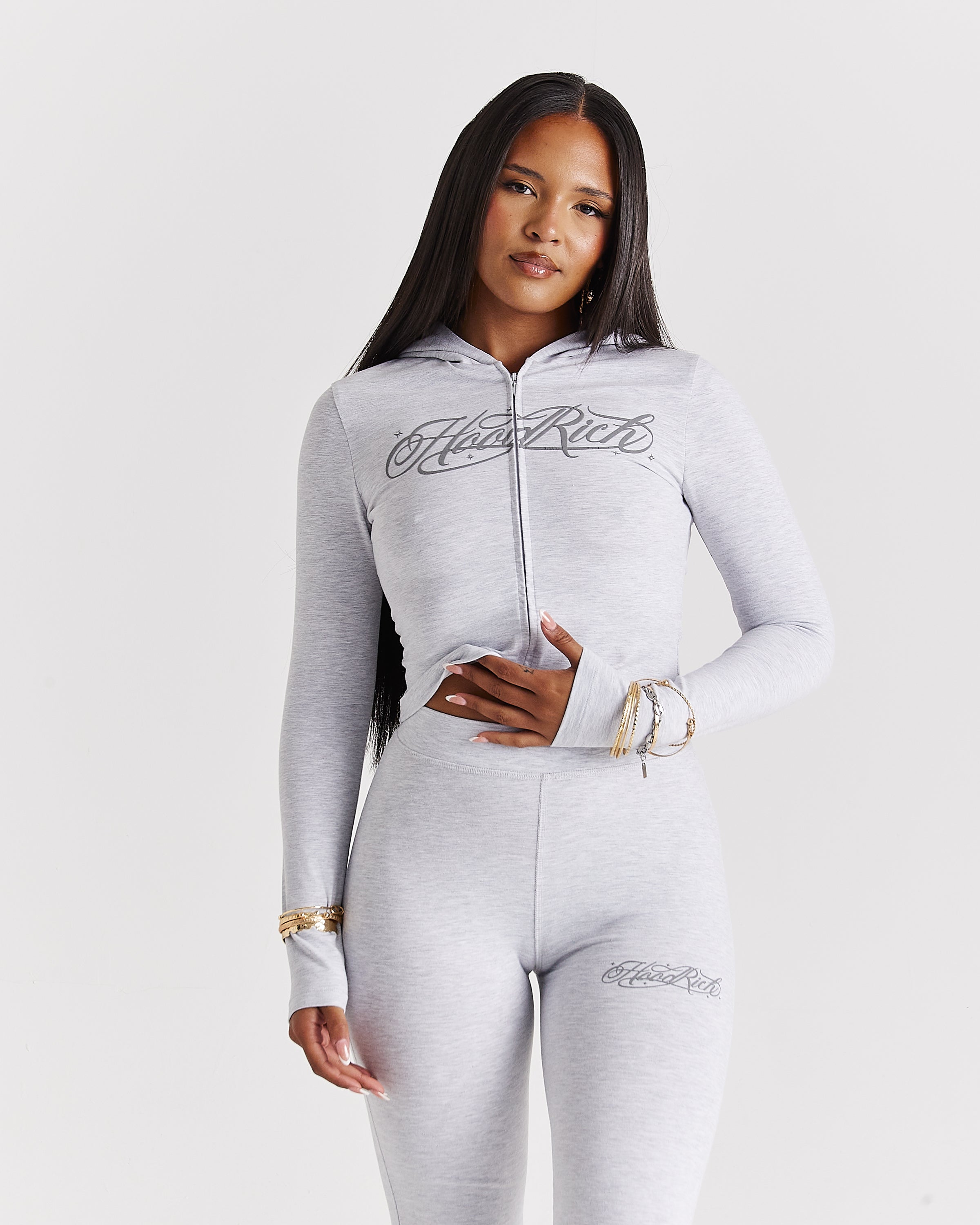 Solace Fitted Zip Top - Light Grey