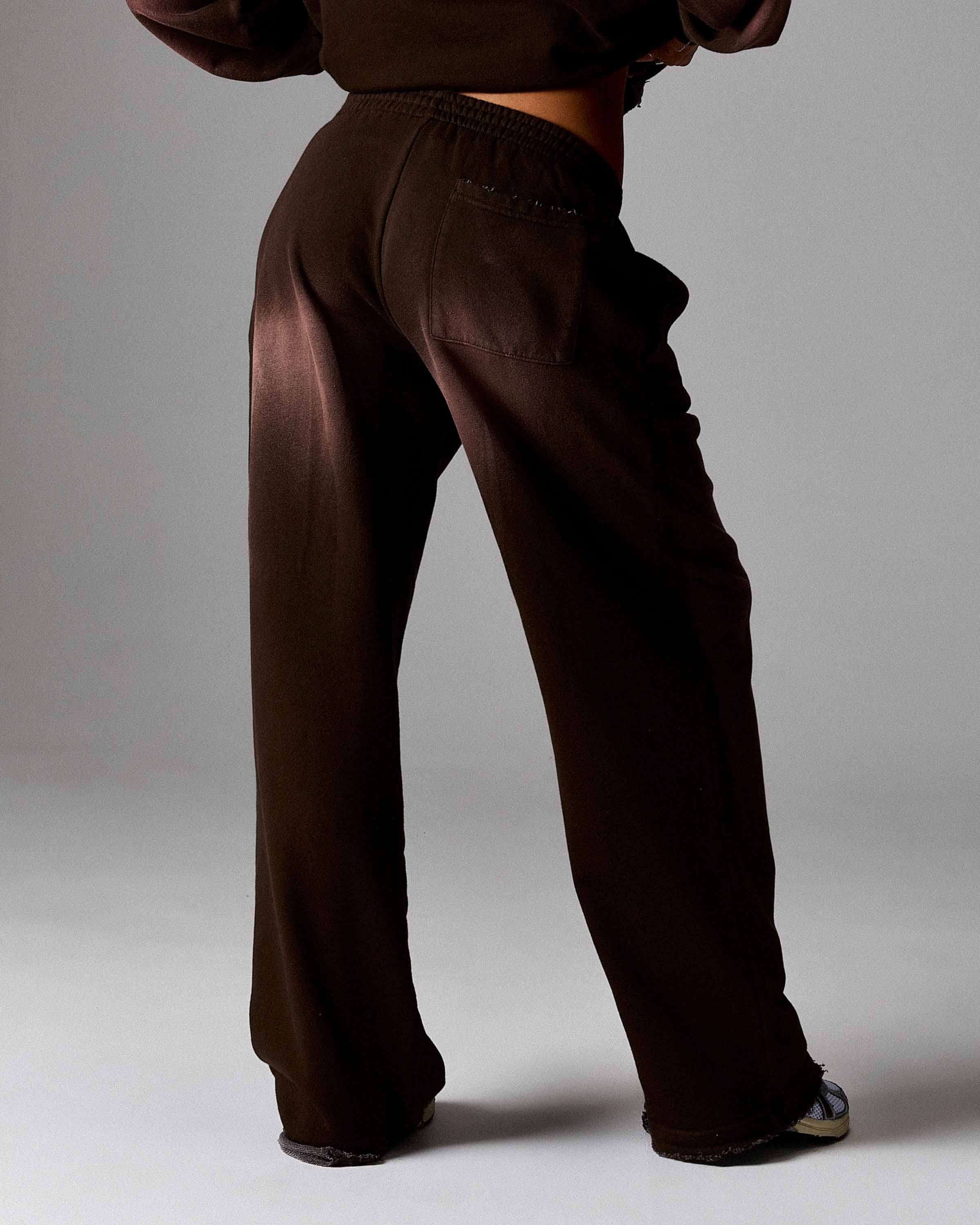 The Winner's Circle Amber Script Low Rise Oversized Wide Leg Joggers - Brown/Pink