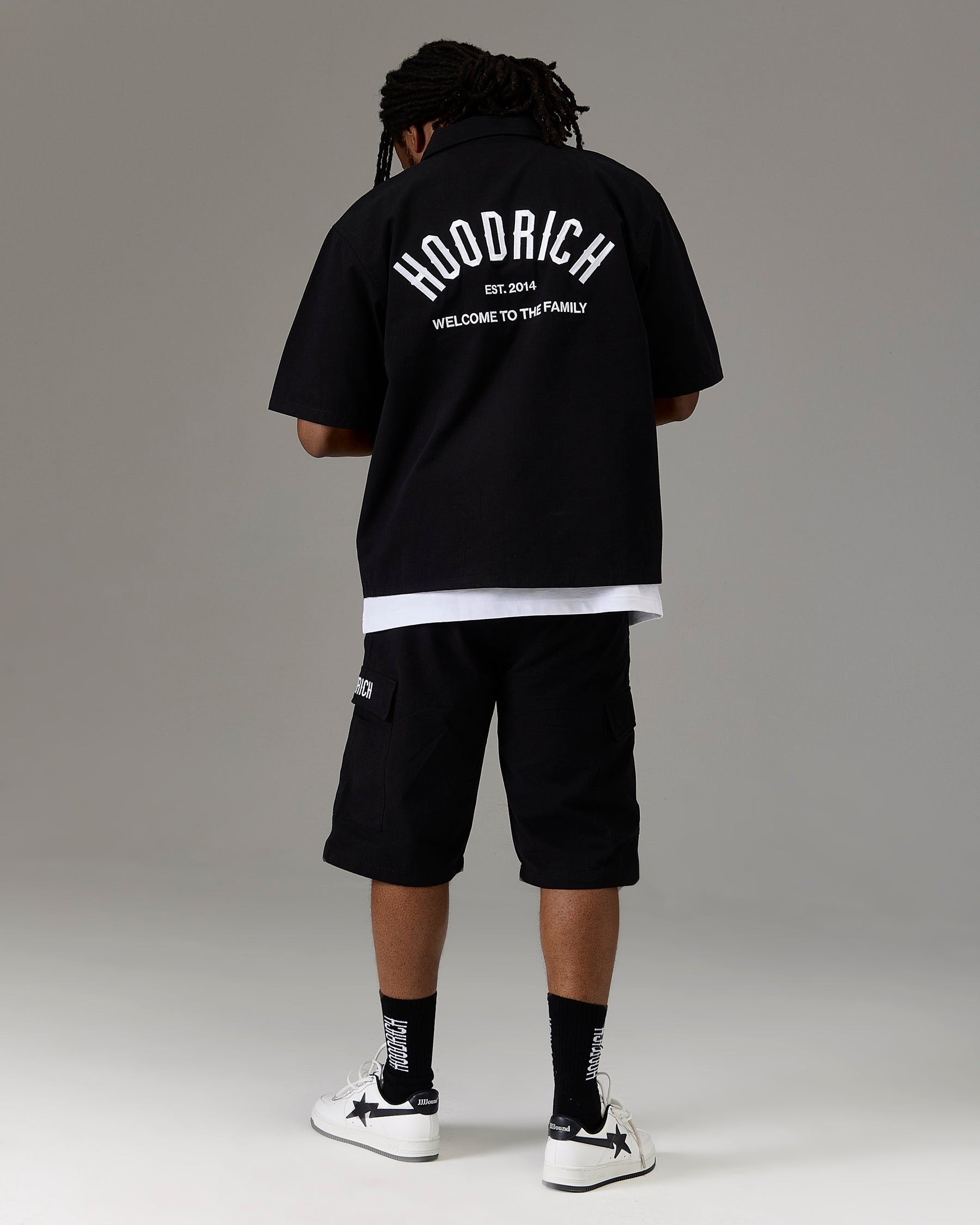 The Winner's Circle Ripstop Cargo Shorts - Black/White