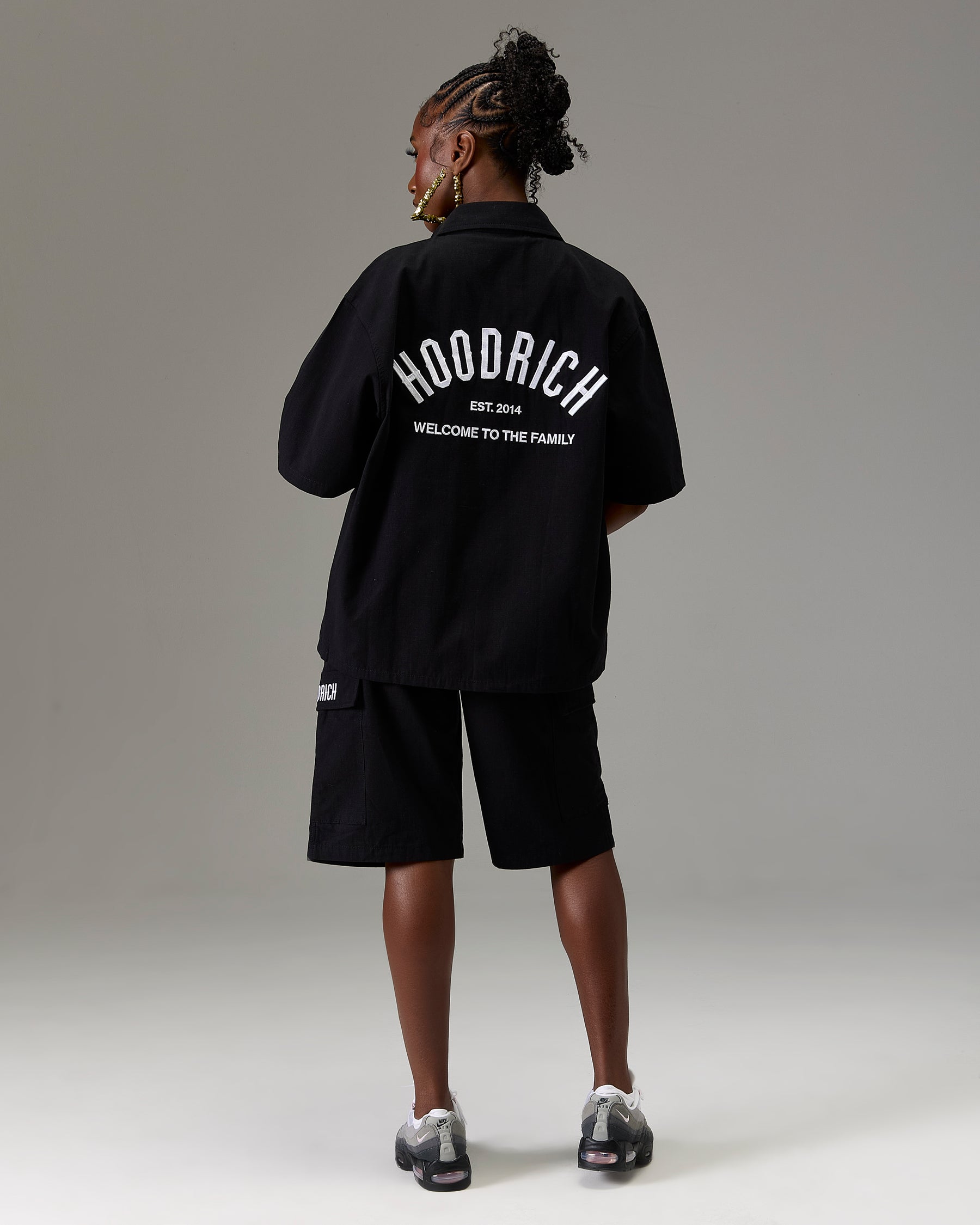 The Winner's Circle Ripstop Cargo Shorts - Black/White
