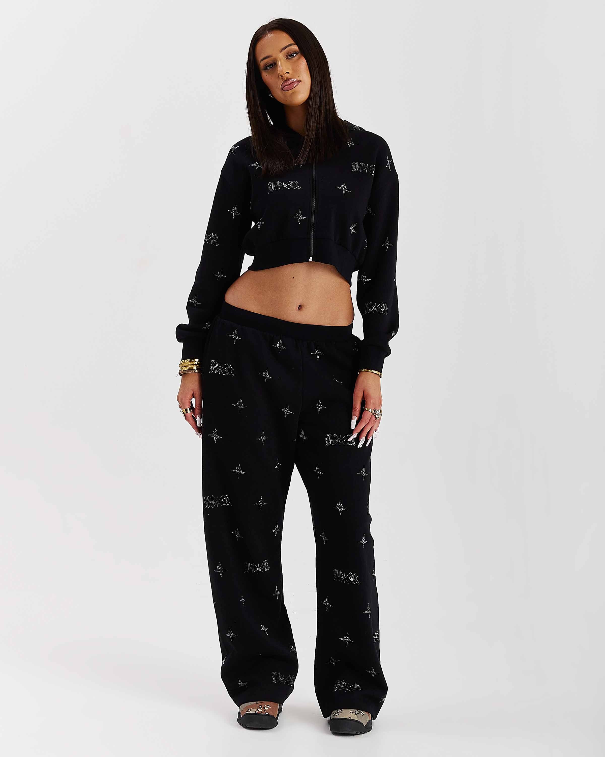 Razor Cropped Zip Hoodie - Black/Silver
