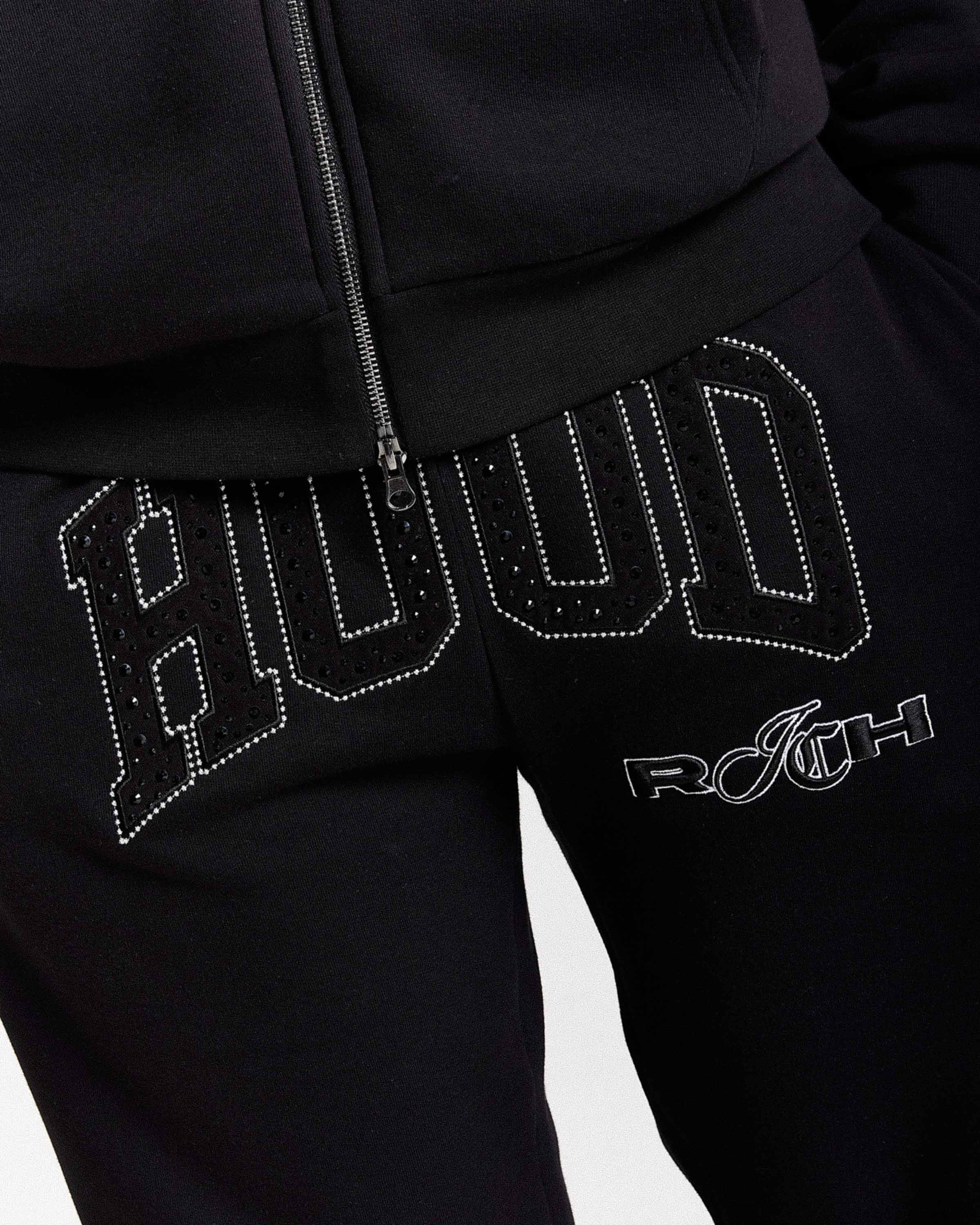 Captain Oversized Wide Leg Joggers - Black/White
