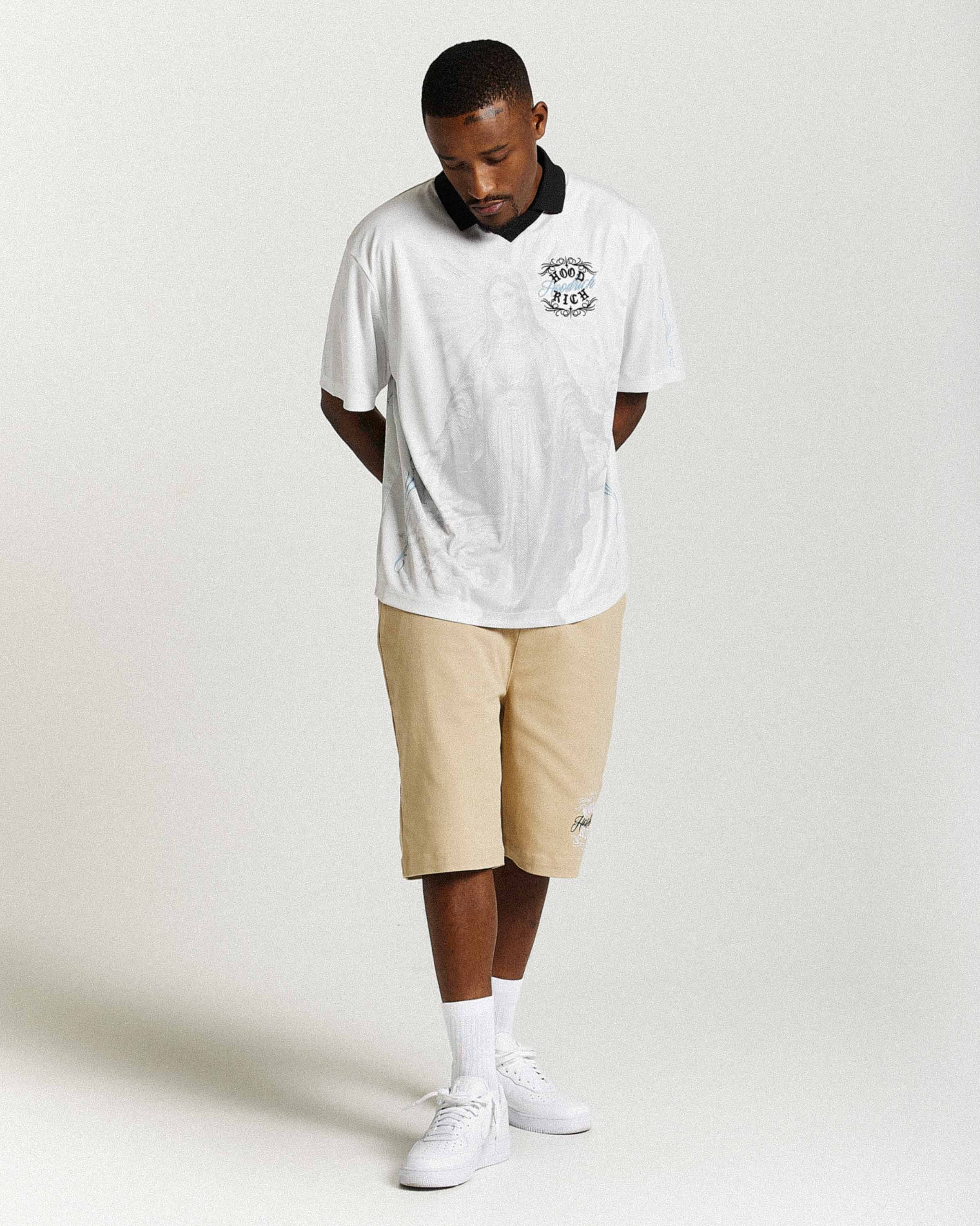 Rito Woven Shorts - Khaki/White