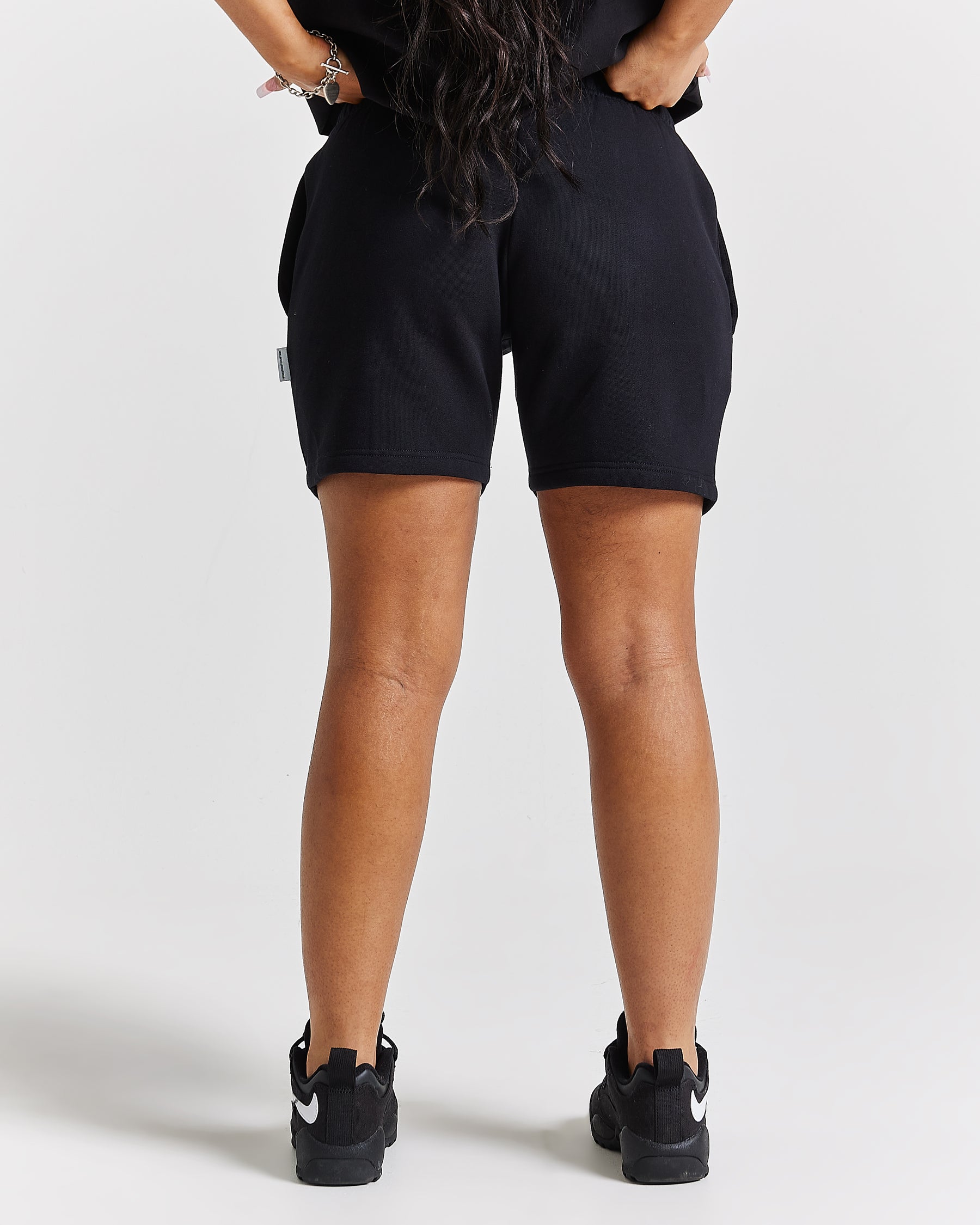 Diffuse Oversized Sweatshorts - Black/Rhinestone