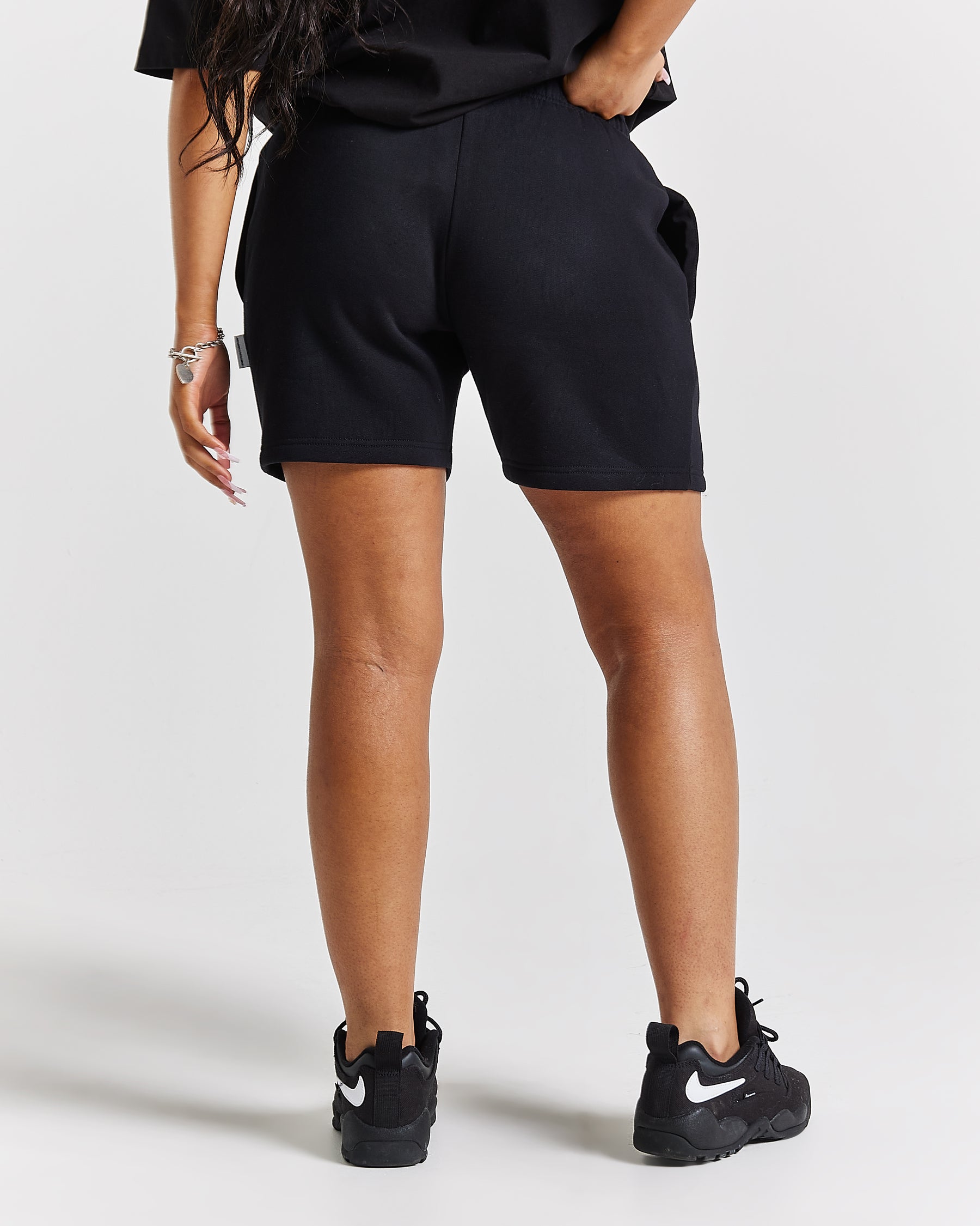 Diffuse Oversized Sweatshorts - Black/Rhinestone
