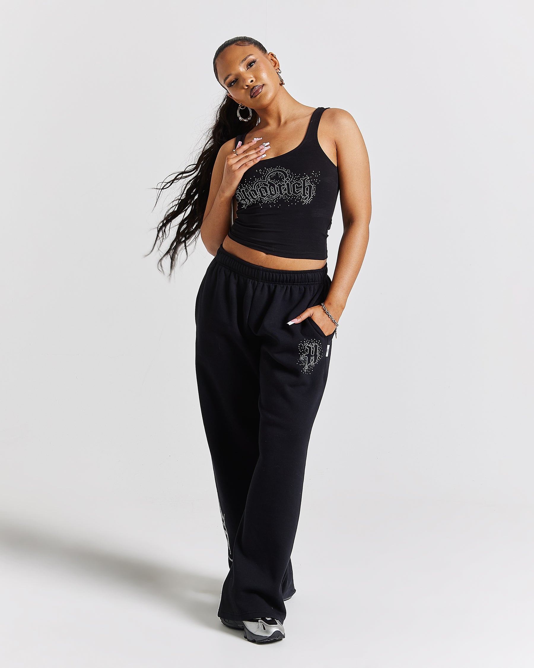 Diffuse Strappy Vest - Black/Rhinestones
