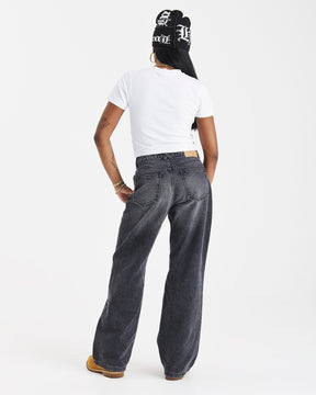 Script Wide Leg Jeans - Black Wash
