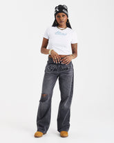 Script Wide Leg Jeans - Black Wash