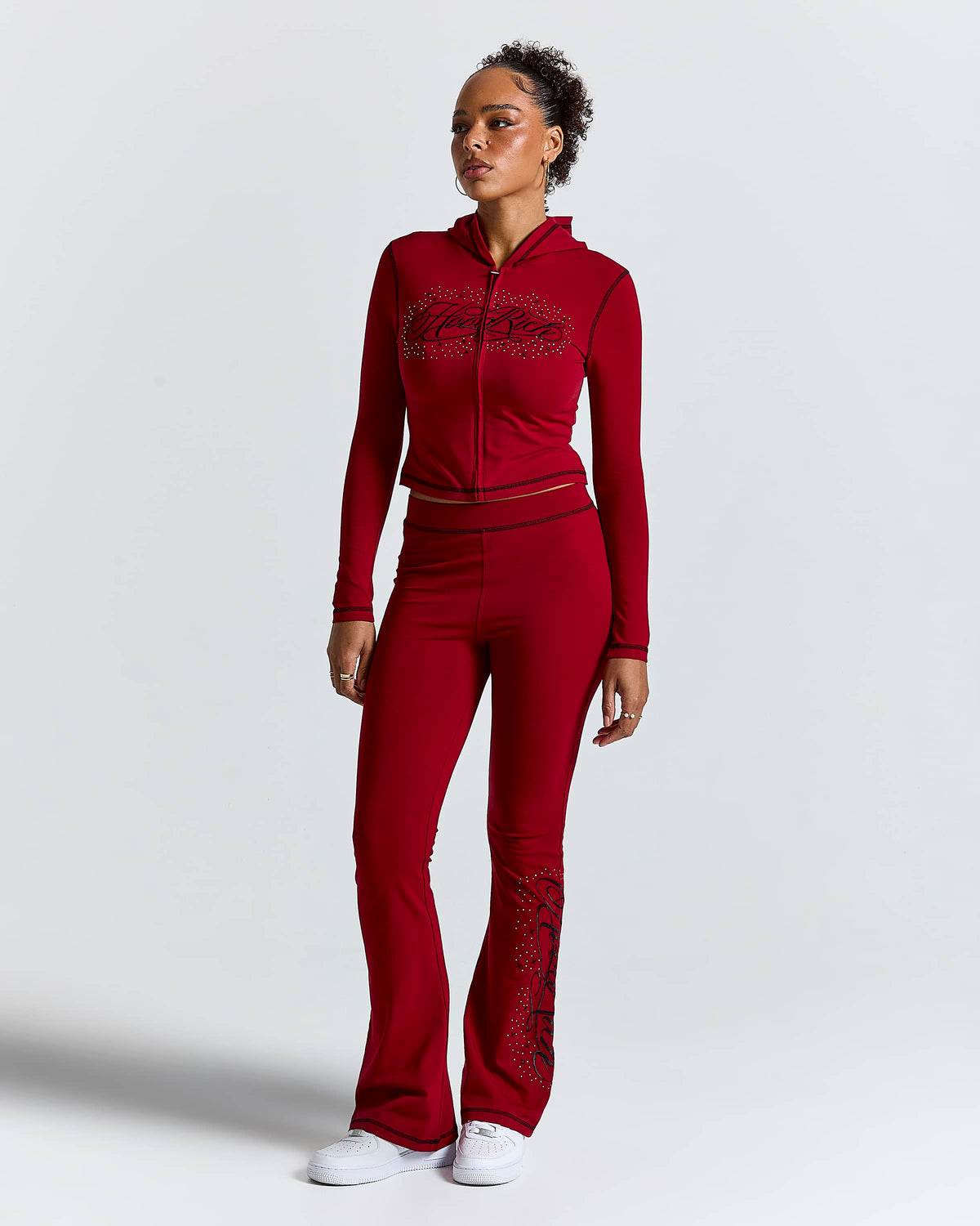 Gleam Flare Leggings - Red/Black