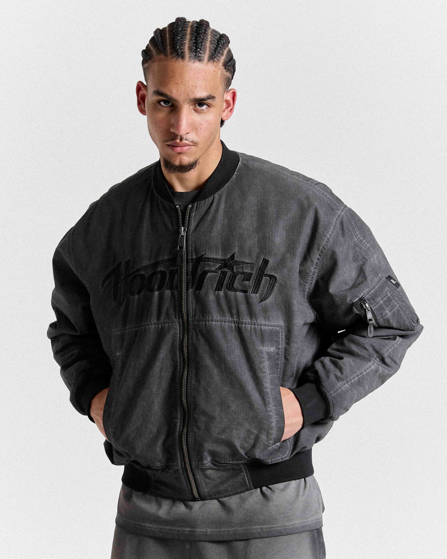 Cast Ripstop Varsity Jacket - Washed Black