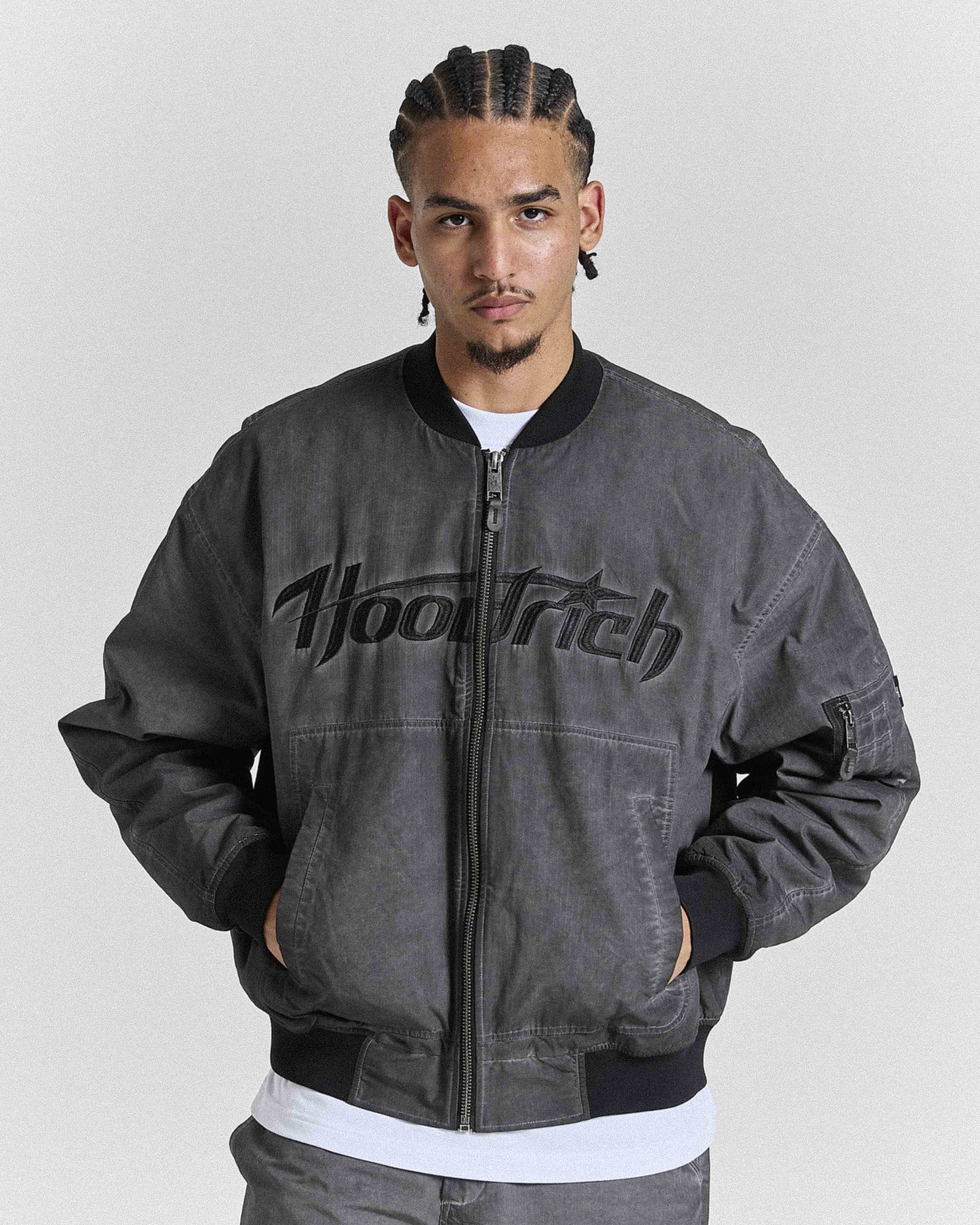 Cast Ripstop Varsity Jacket - Washed Black