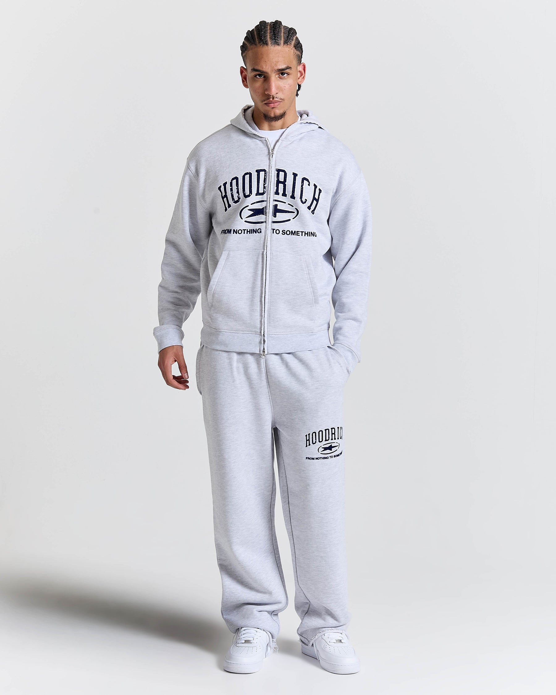 Fray Wide Leg Jogger - Grey Marl