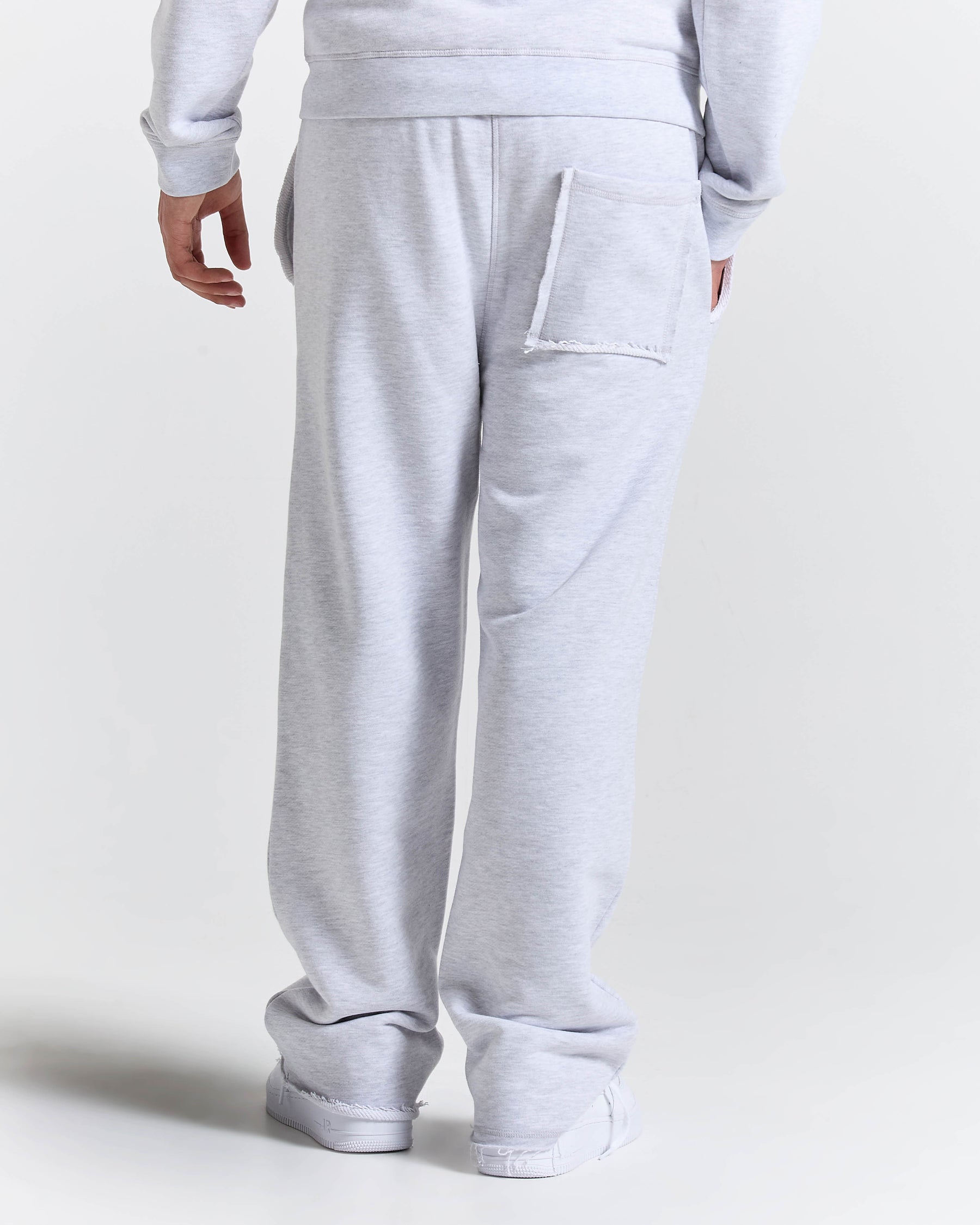 Fray Wide Leg Jogger - Grey Marl