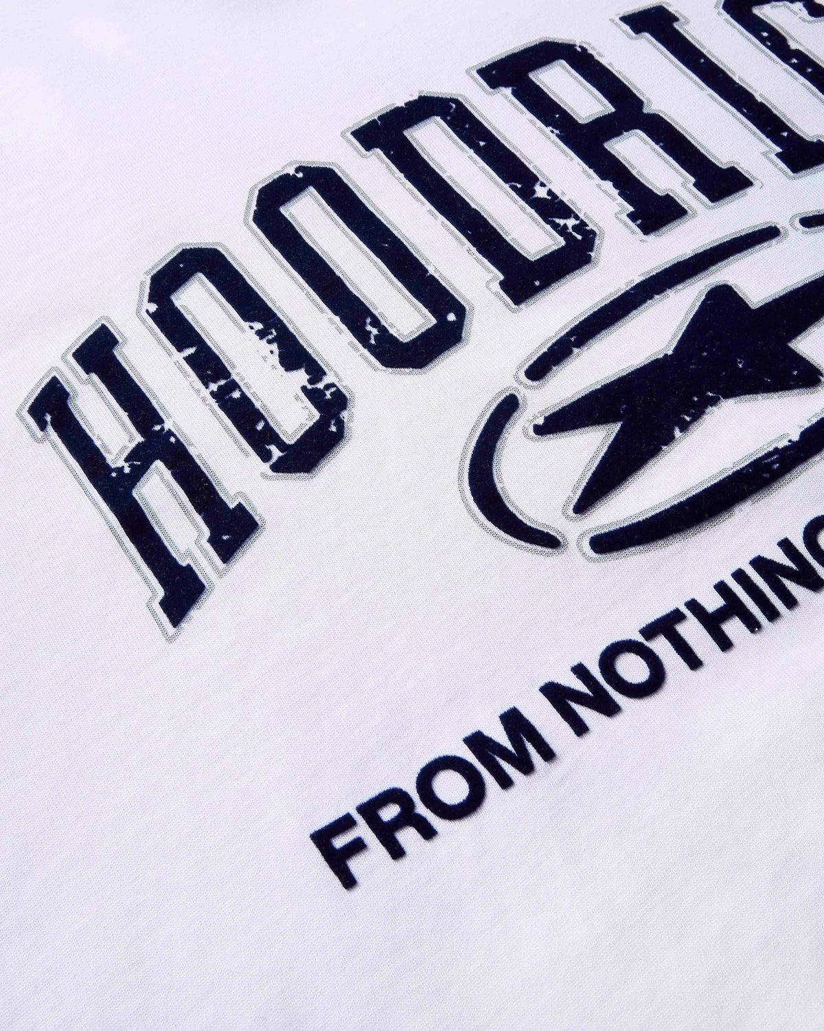 Close-up of a logo with text on a white background