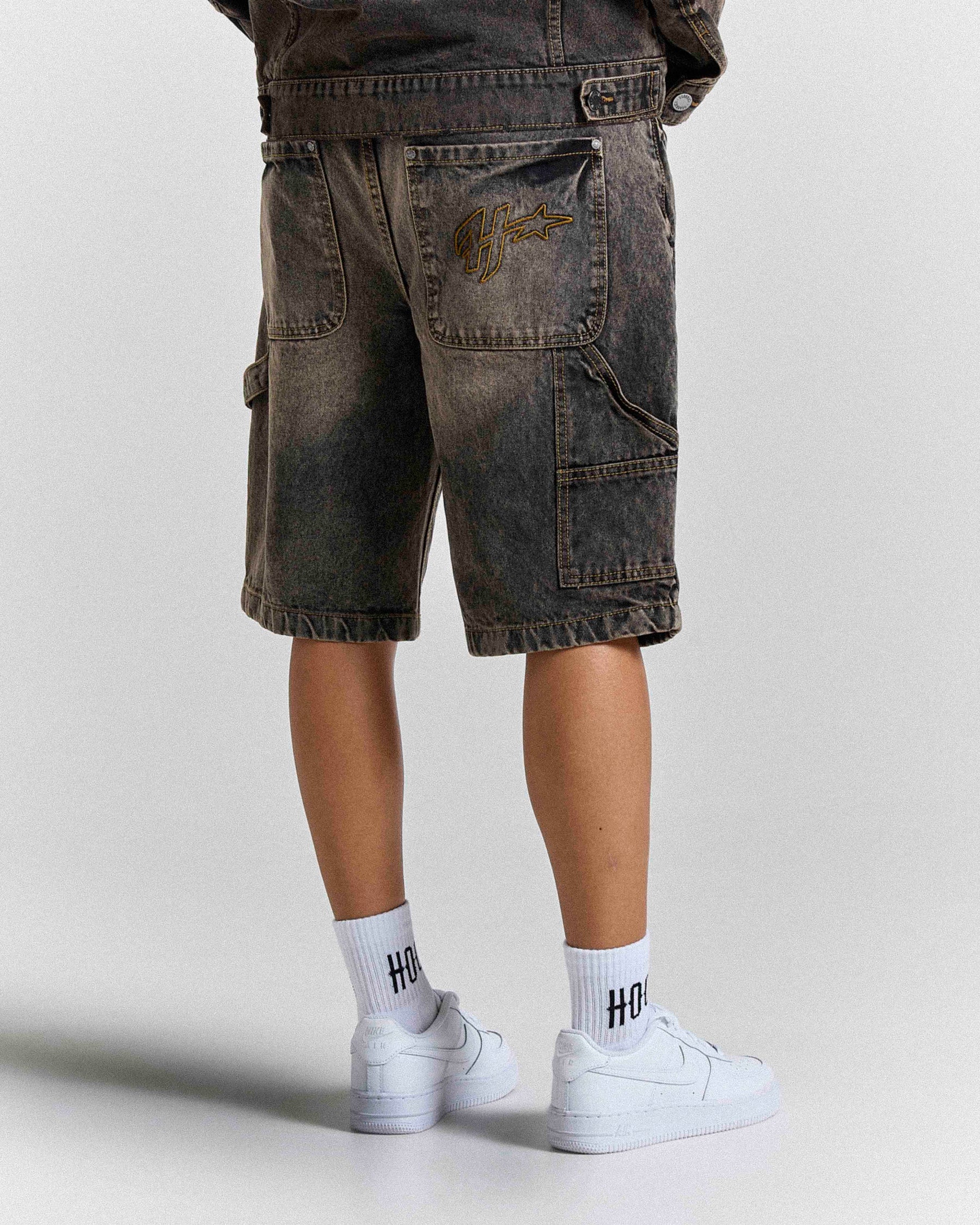 Shadow Rust Denim Carpenter Jorts - Black Wash