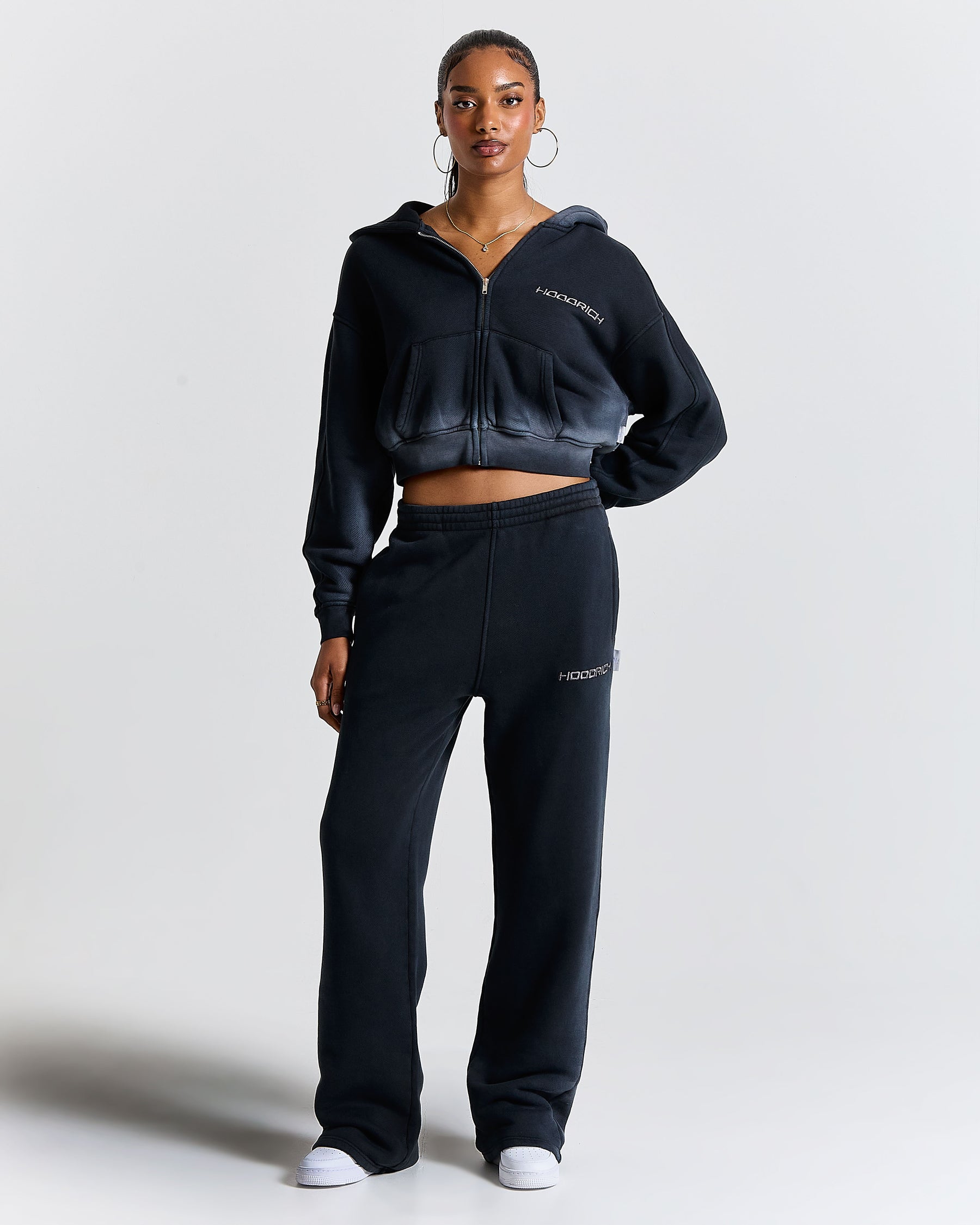 Women's Ghost Boxy Fit Zip Hoodie - Black