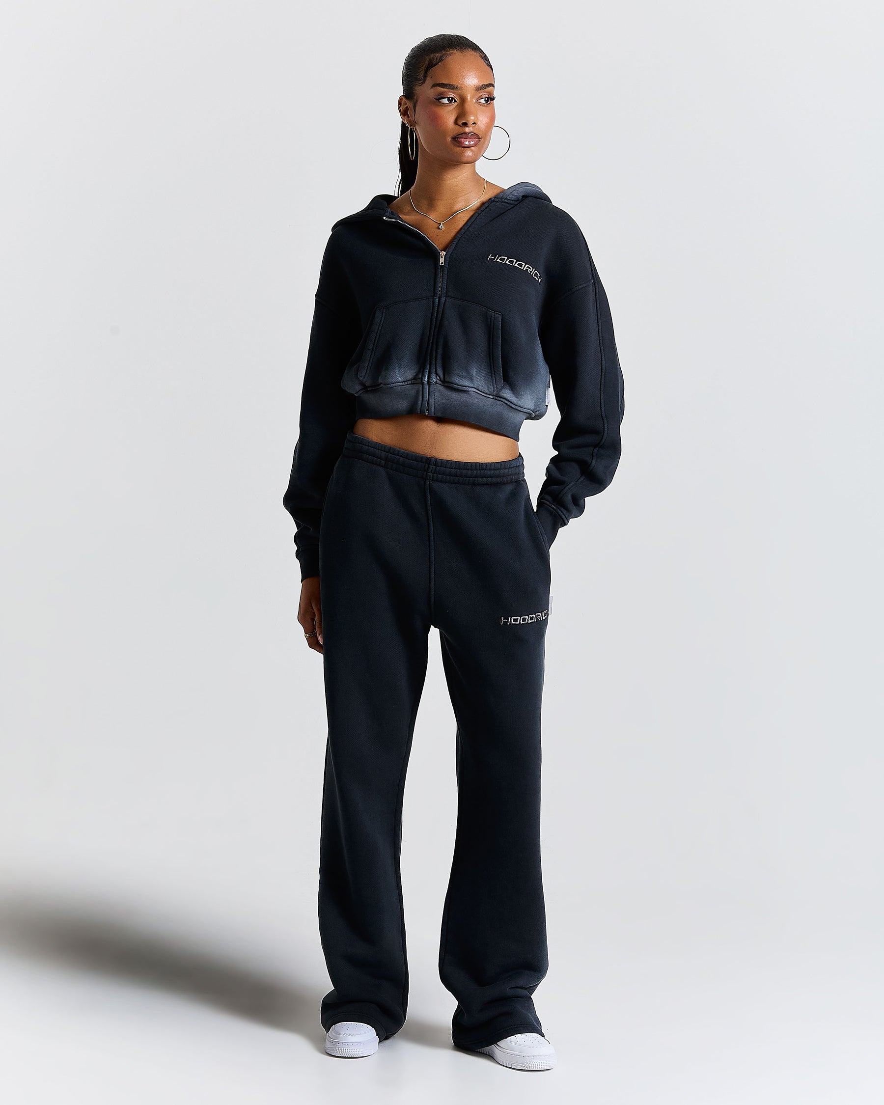 Women's Ghost Boxy Fit Zip Hoodie - Black