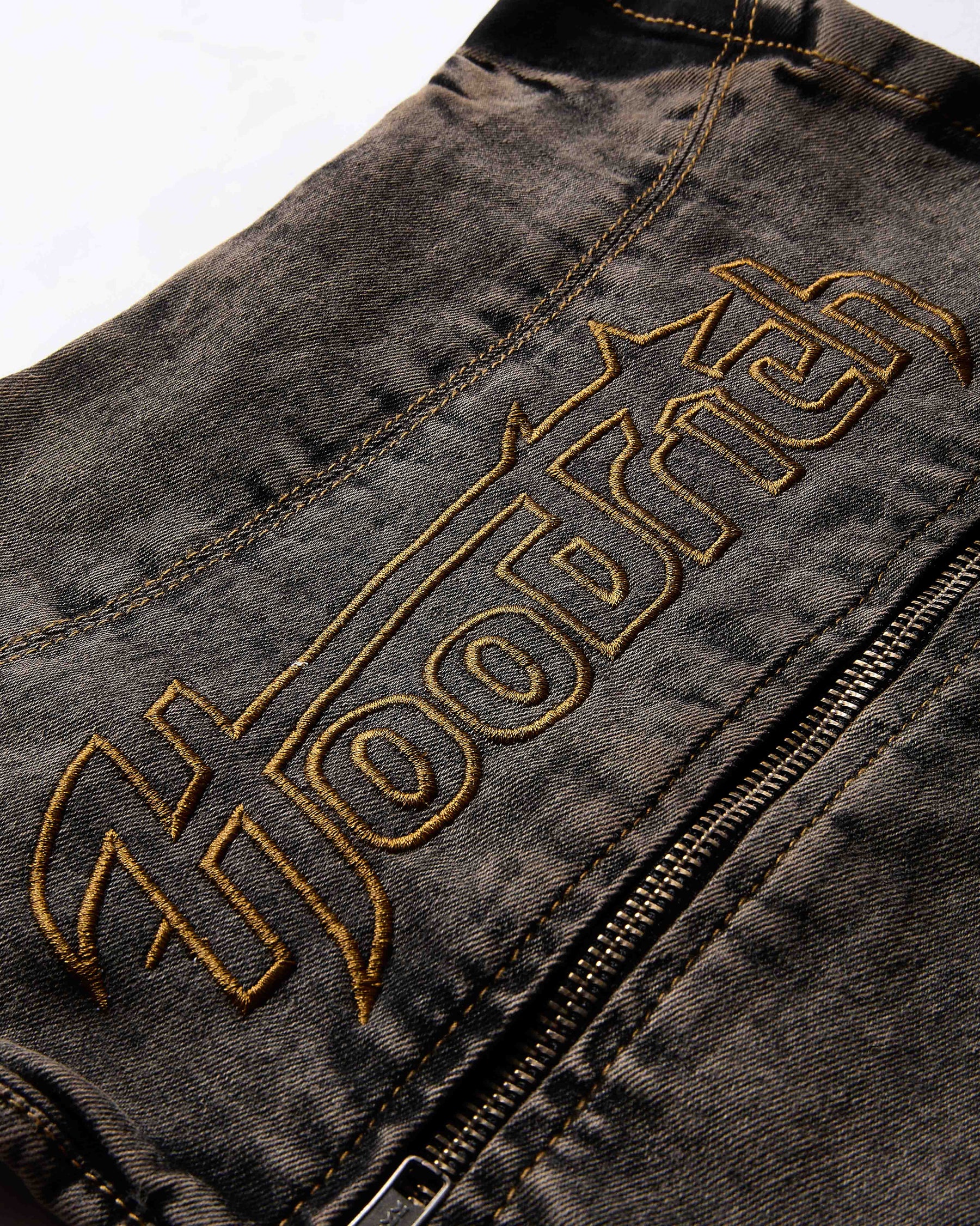 Shadow Rust Denim Corset Top - Black Wash