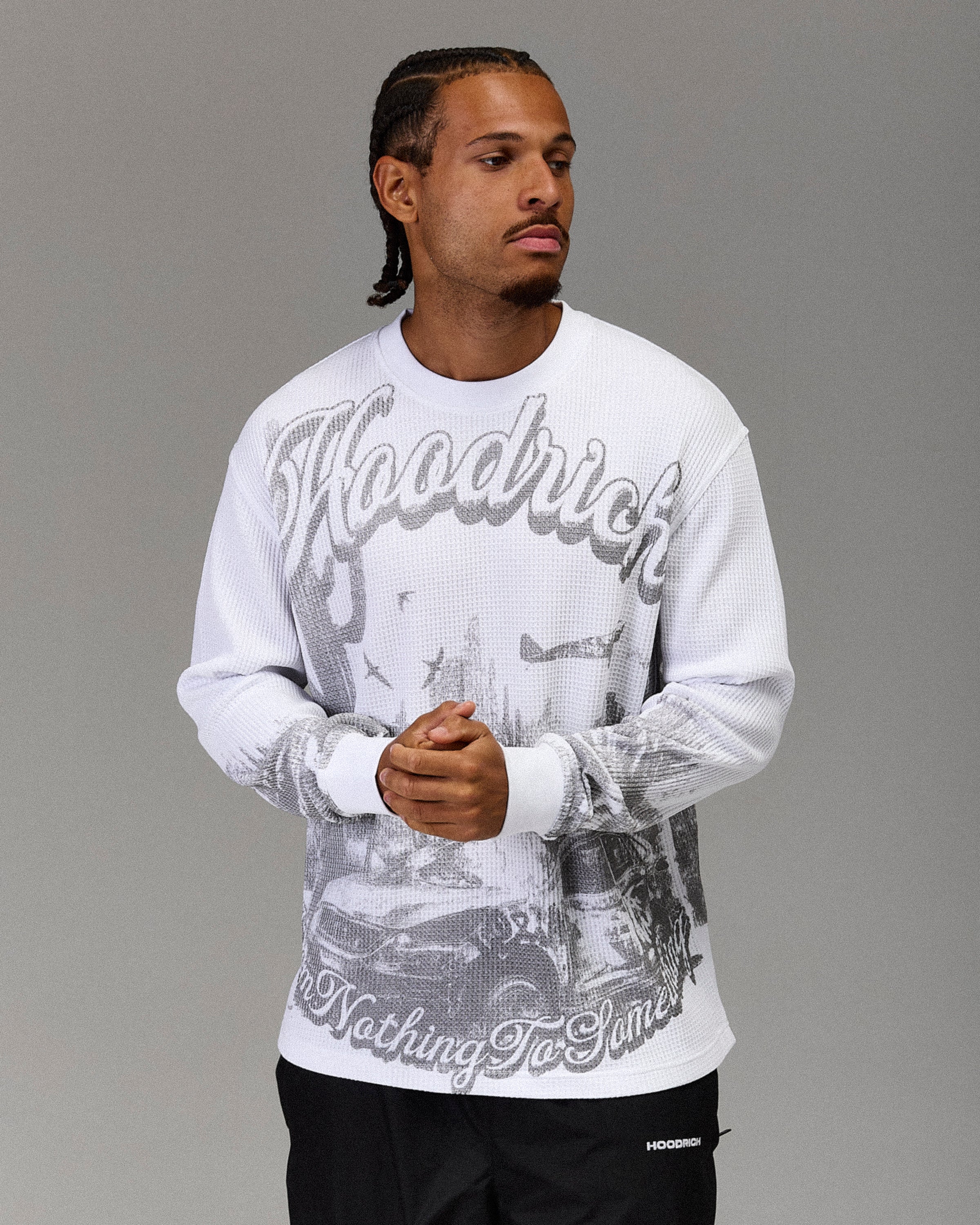 The Winner's Circle Oversized Long Sleeve T-Shirt - White/Grey