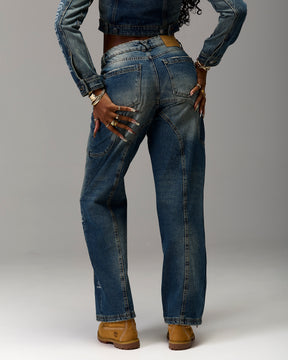 The Winner's Circle Snowdrift Wide Leg Jeans - Dirty Wash