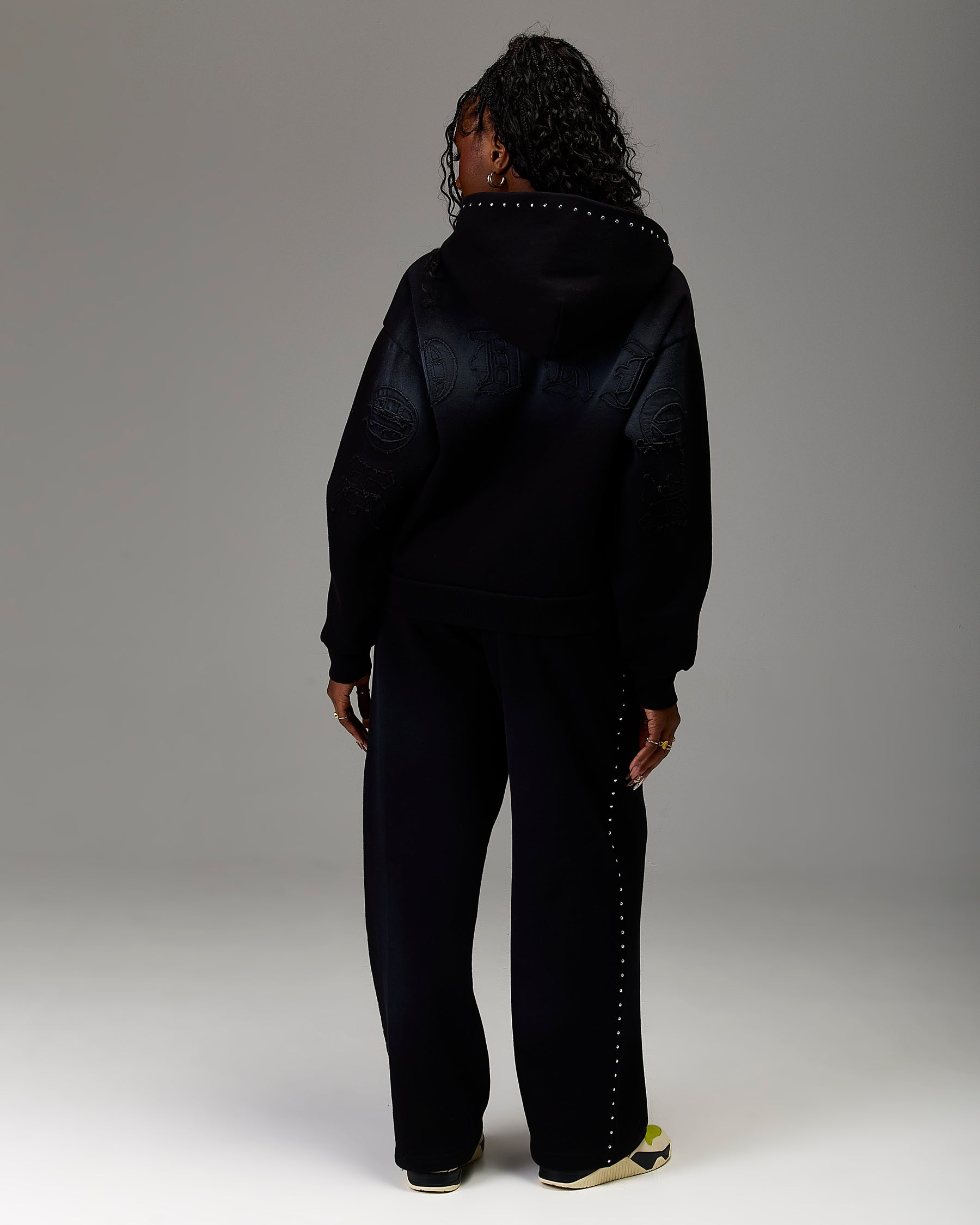 The Winner's Circle Aspen Mid Length Zip Hoodie - Black Wash