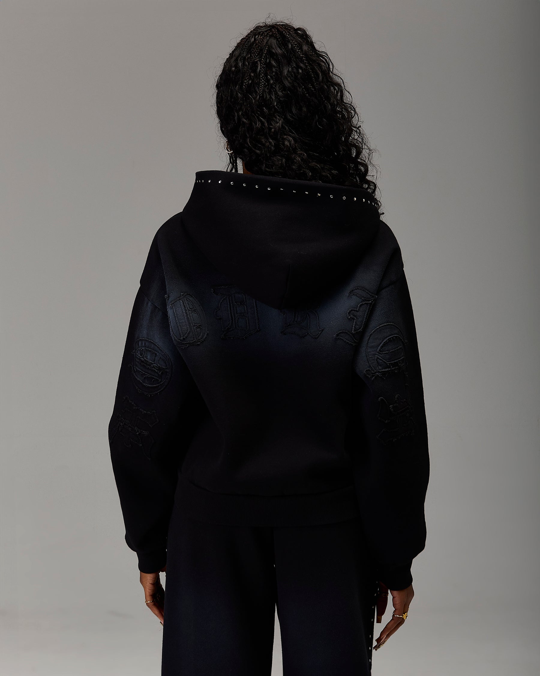 The Winner's Circle Aspen Mid Length Zip Hoodie - Black Wash