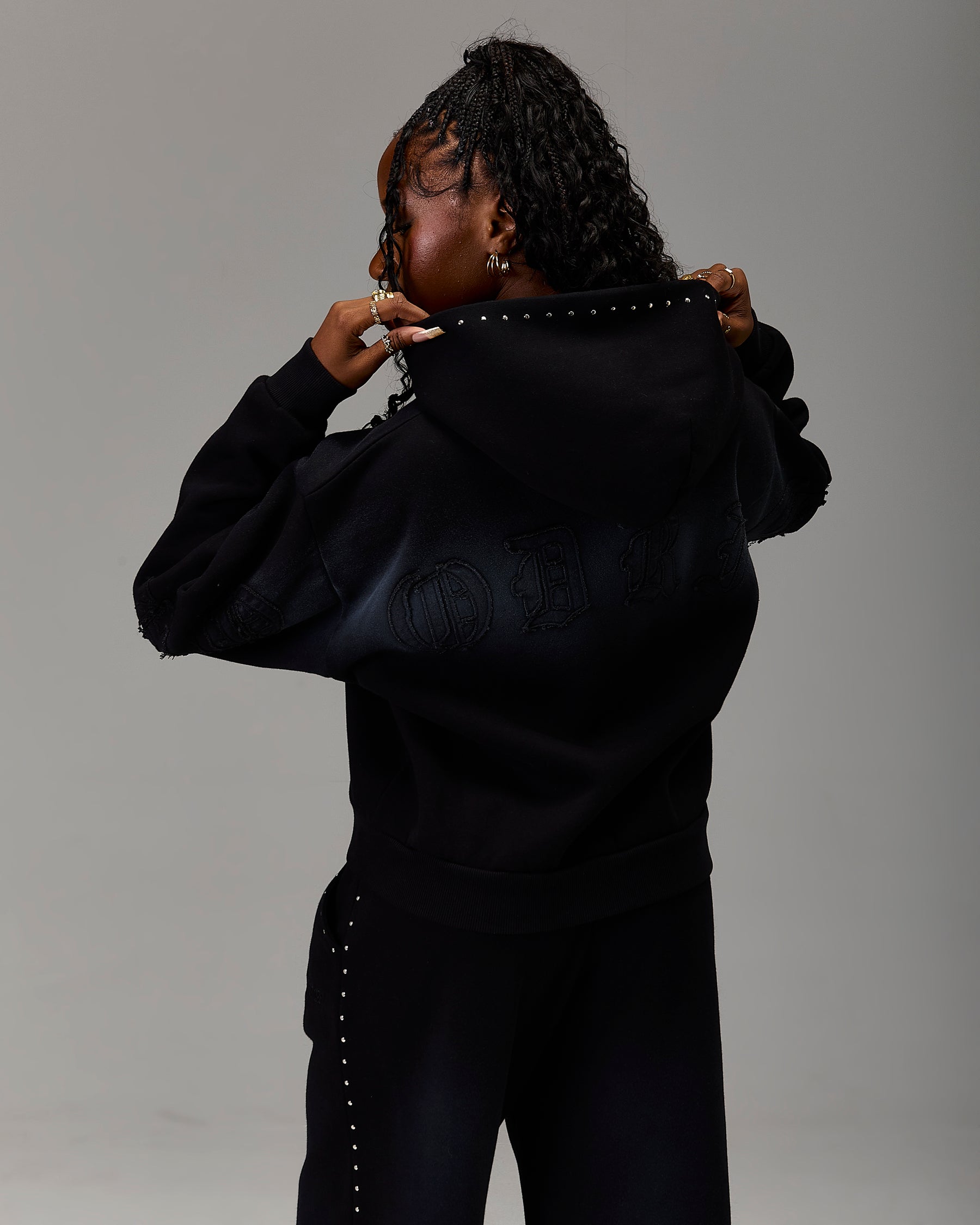 The Winner's Circle Aspen Mid Length Zip Hoodie - Black Wash