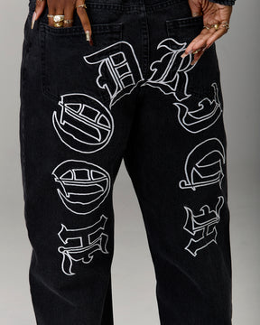 The Winner's Circle Denim Trousers - Black/White