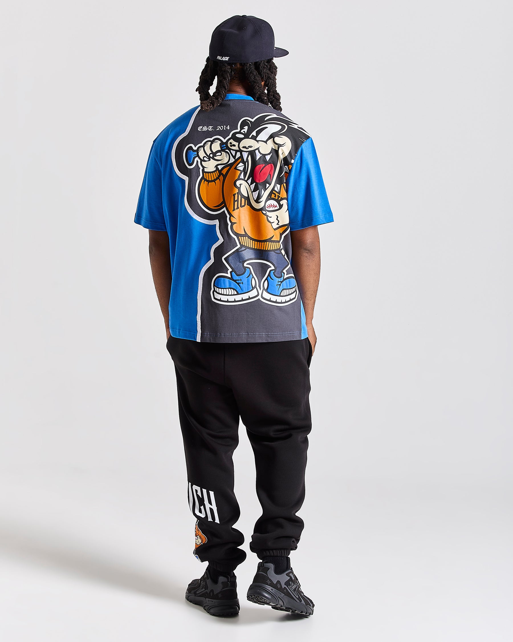 Menace Oversized T-Shirt - Blue/Black/Orange