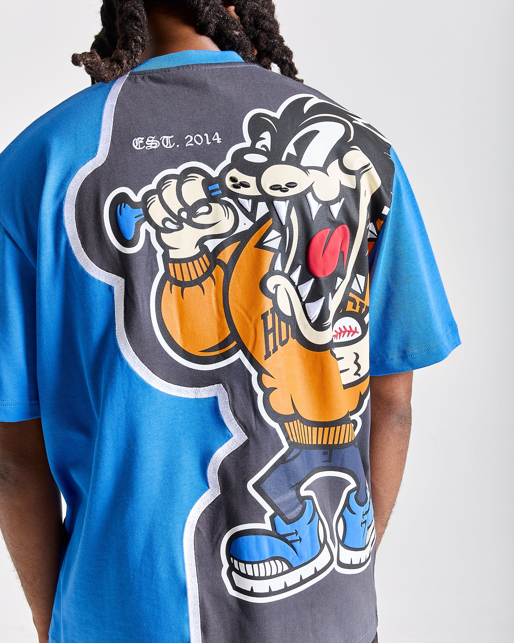 Menace Oversized T-Shirt - Blue/Black/Orange
