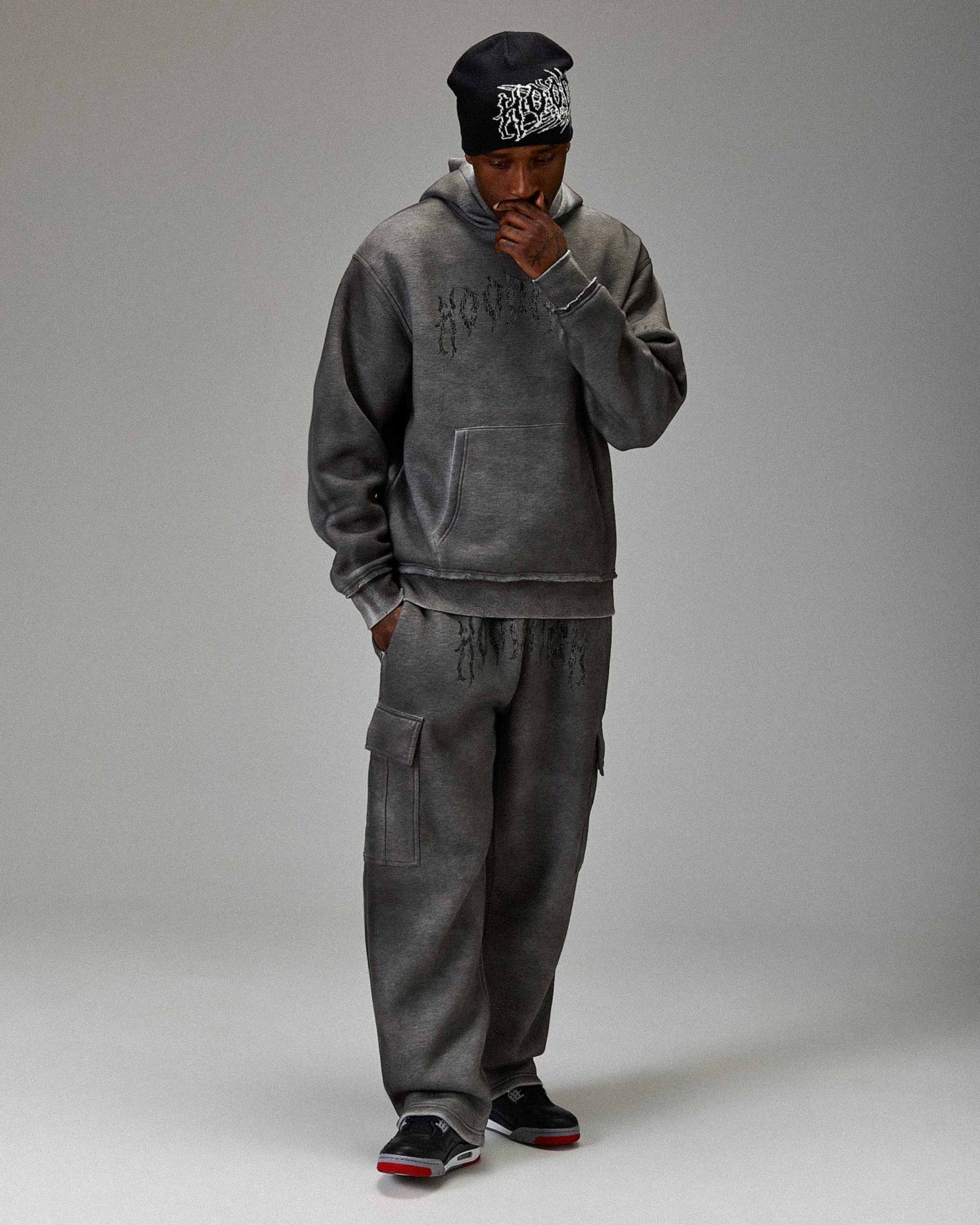 The Winner's Circle Hazy Oversized Open Hem Joggers - Grey
