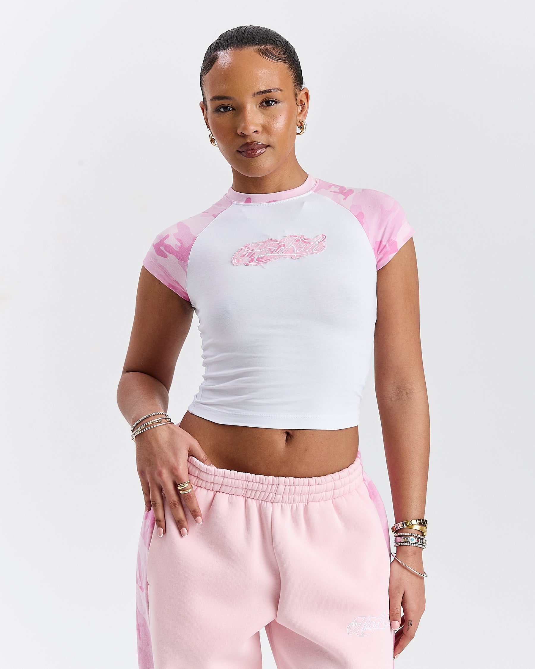 Field Fitted Tee - White/Pink Camo