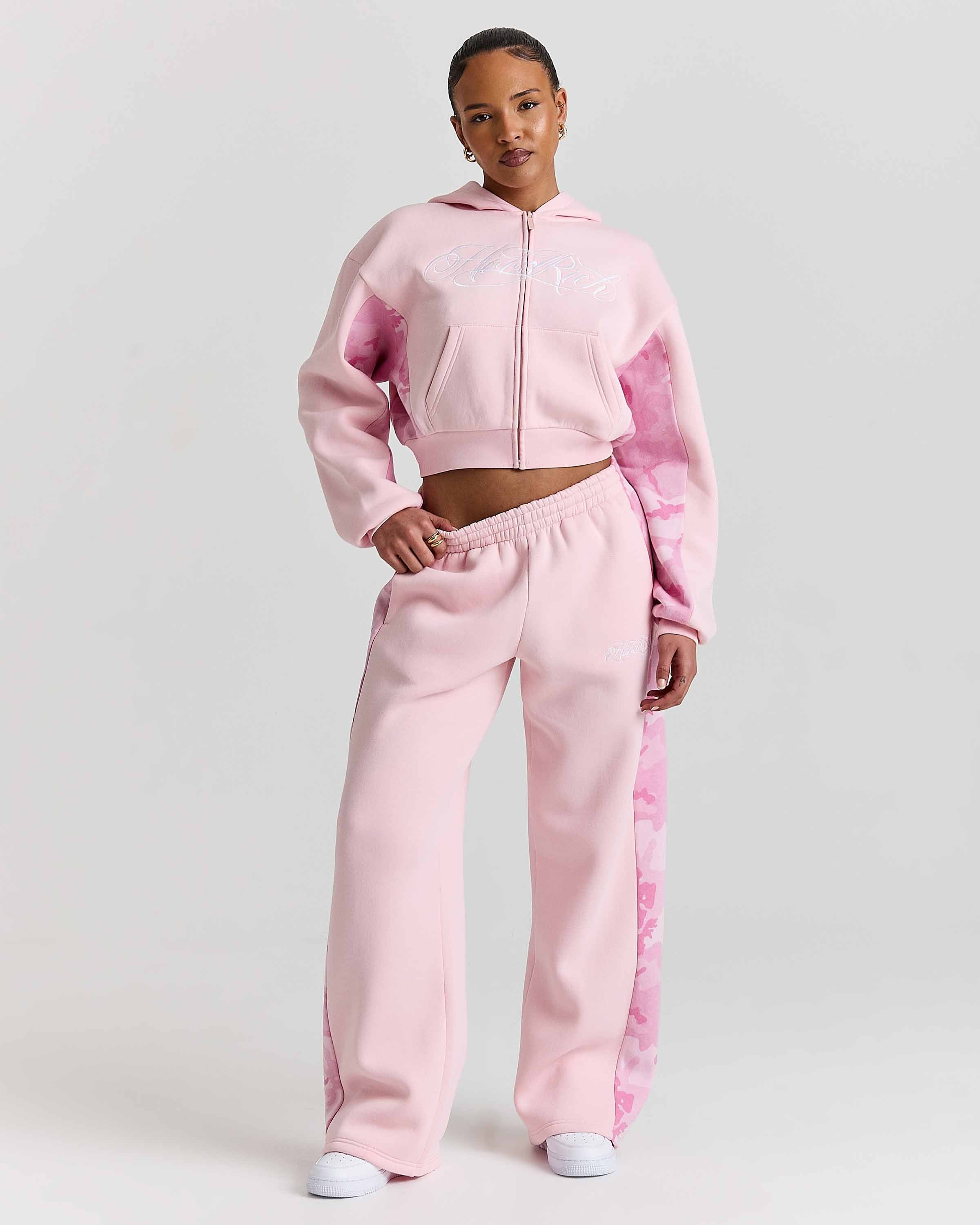 Field Boxy Zip Hoodie - Pink/White/Camo