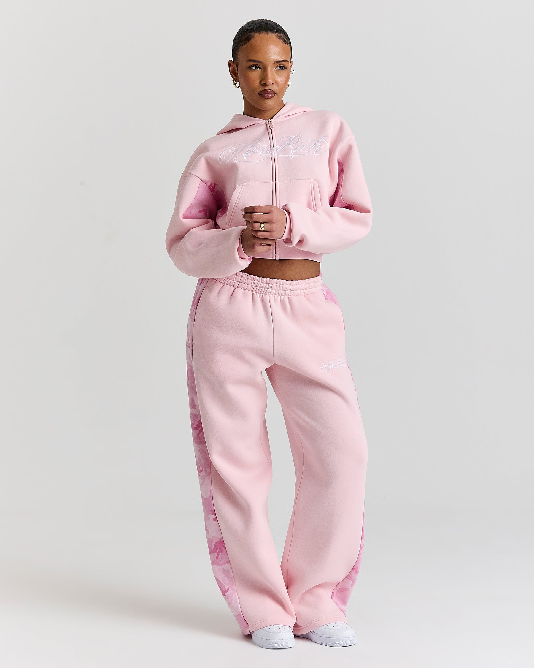 Field Boxy Zip Hoodie - Pink/White/Camo