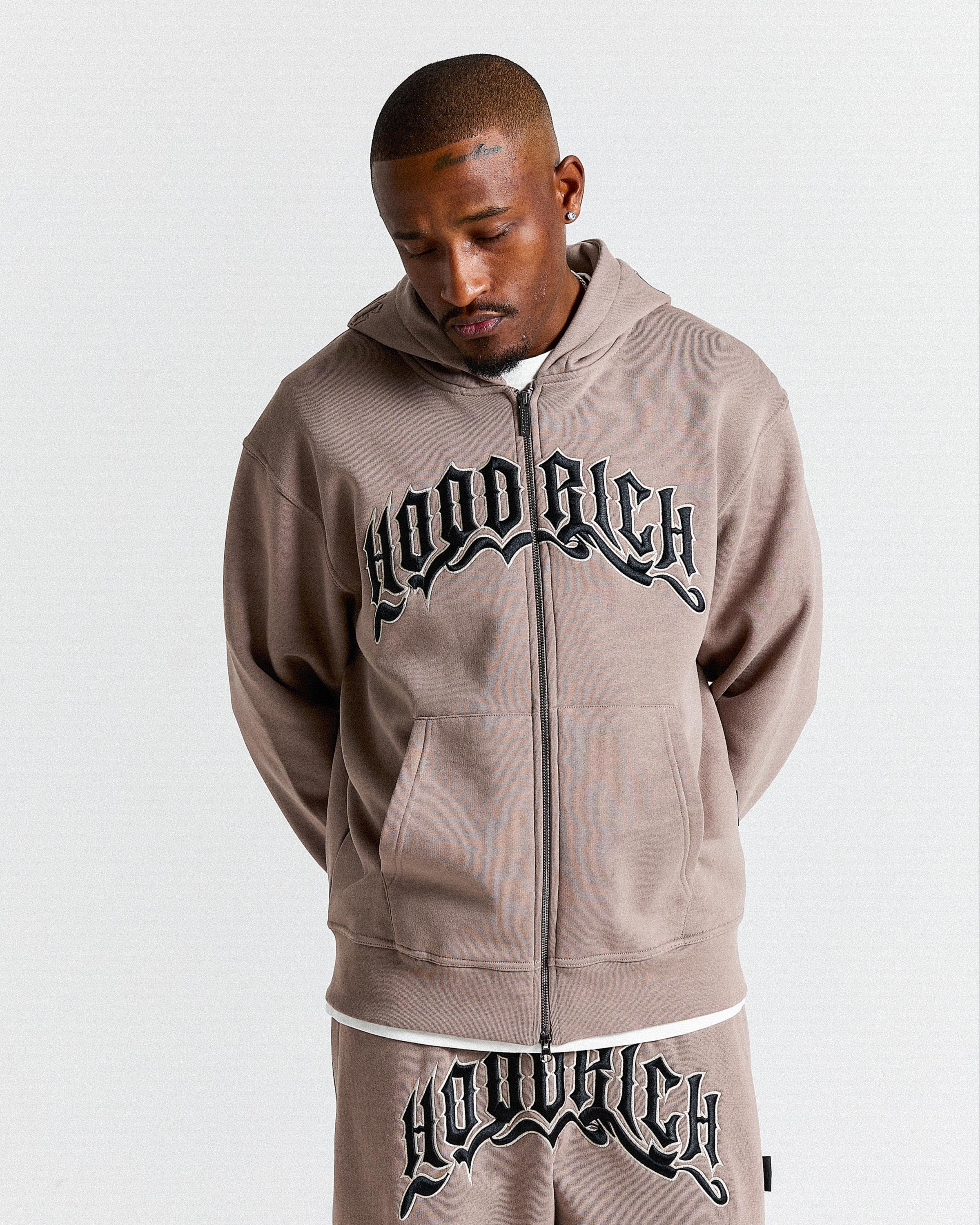 Ritual Oversized Zip Hoodie - Brown/White/Black