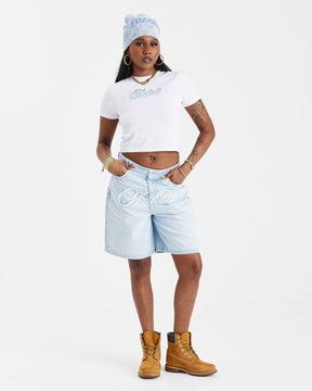 Script Jorts - Blue Wash/White