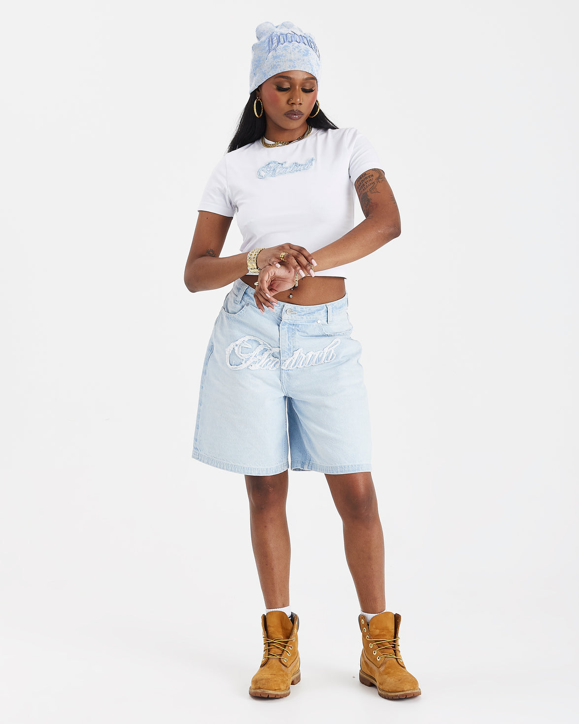 Script Jorts - Blue Wash/White