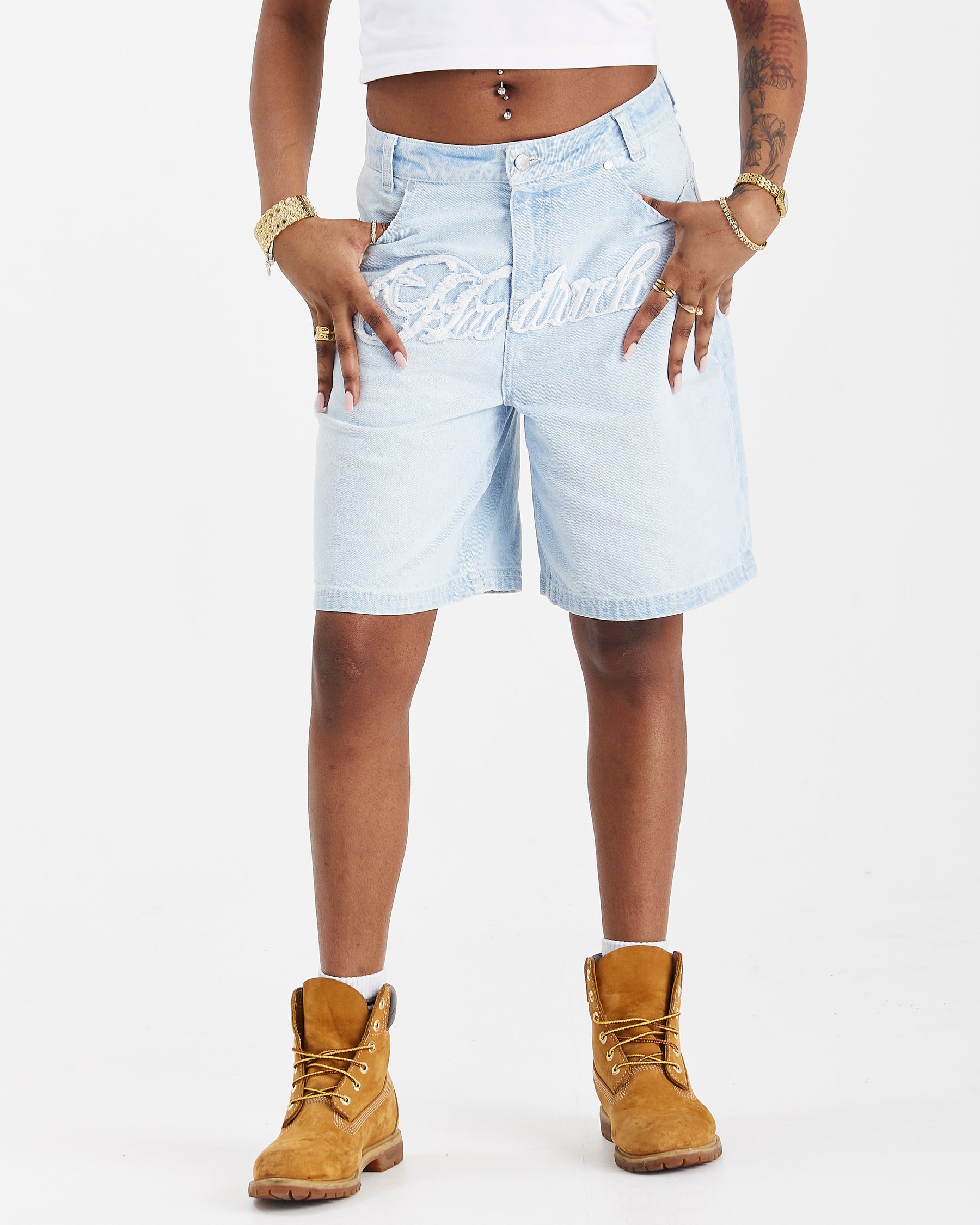 Script Jorts - Blue Wash/White