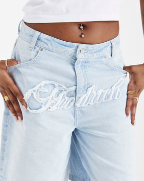 Script Jorts - Blue Wash/White