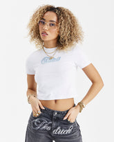 Script Slim Fit Tee - White/Light Blue