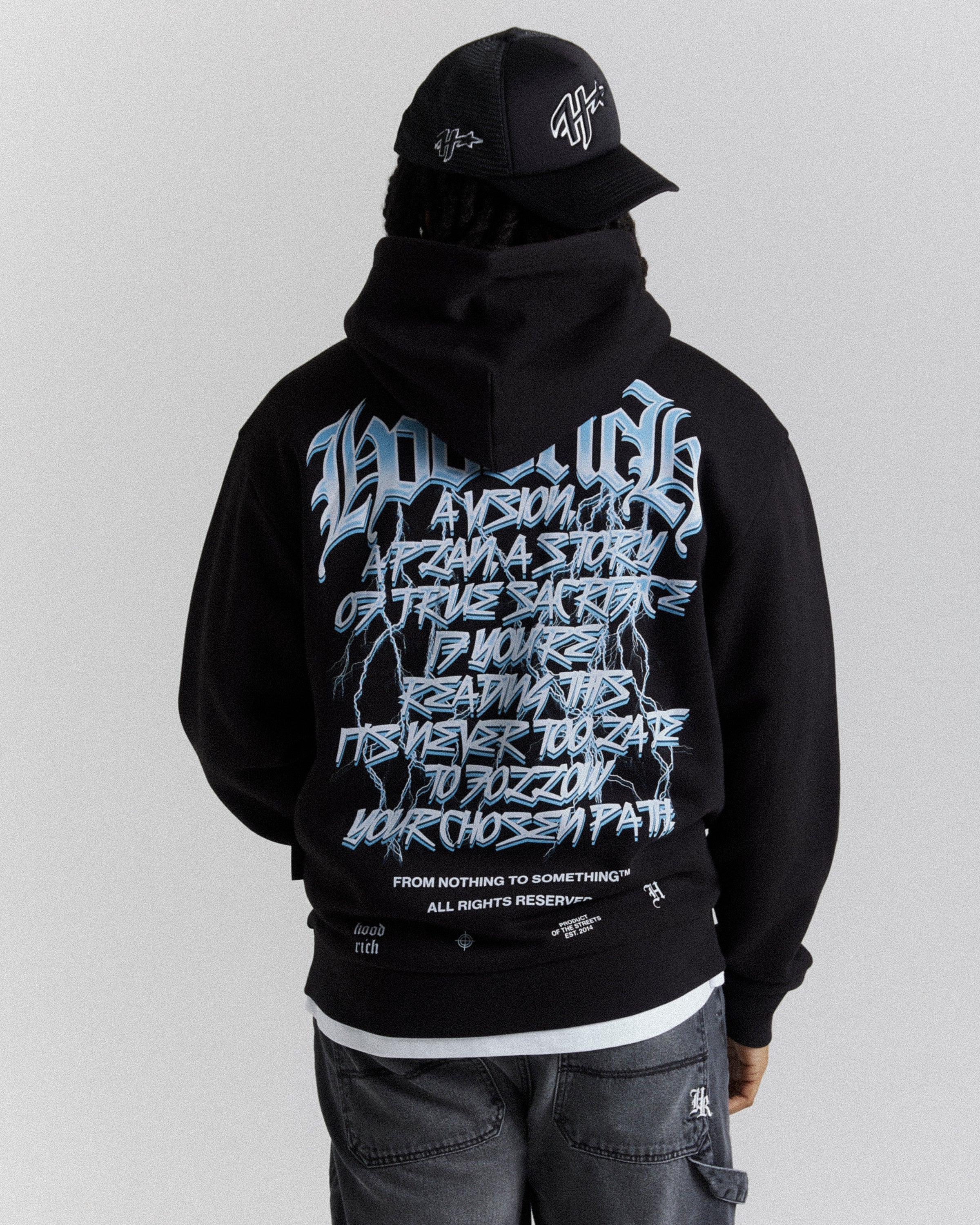 Tornado Oversized Hoodie - Black/White/Blue