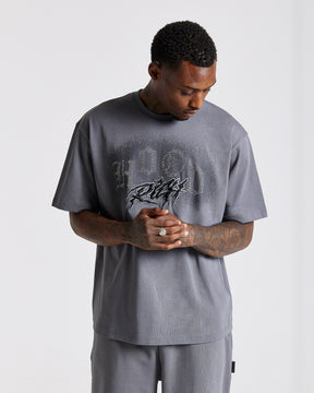 Iron Oversized T-Shirt - Grey/Rhinestones