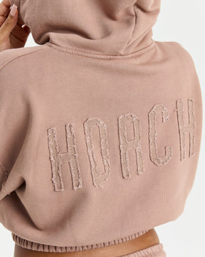 Detach Cropped Zip Through Hoodie - Brown