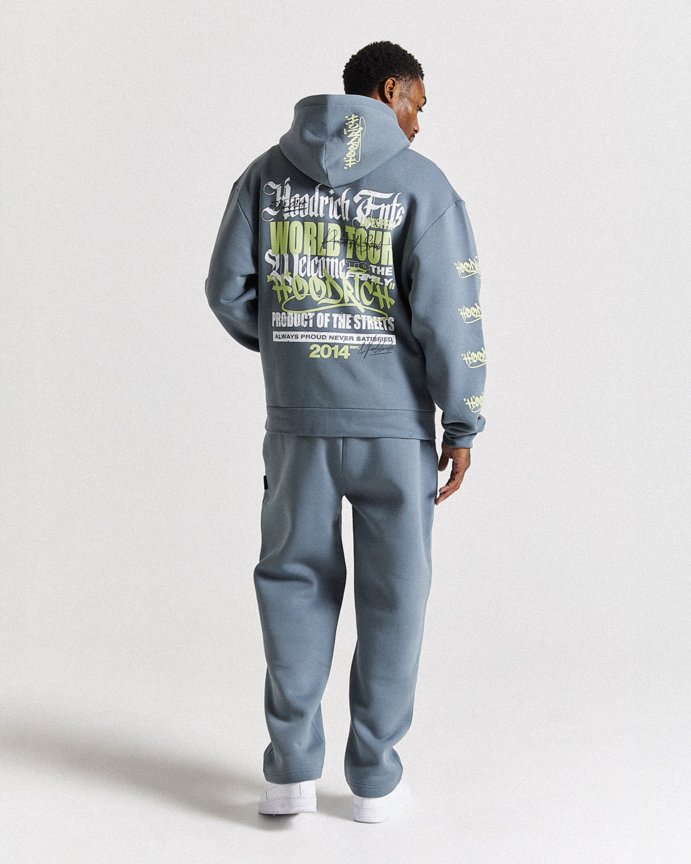 Stamp Tour Oversized Zip Hoodie - Grey/White/Lime Stamp Tour Oversized Zip Hoodie - Grey/White/Lime
