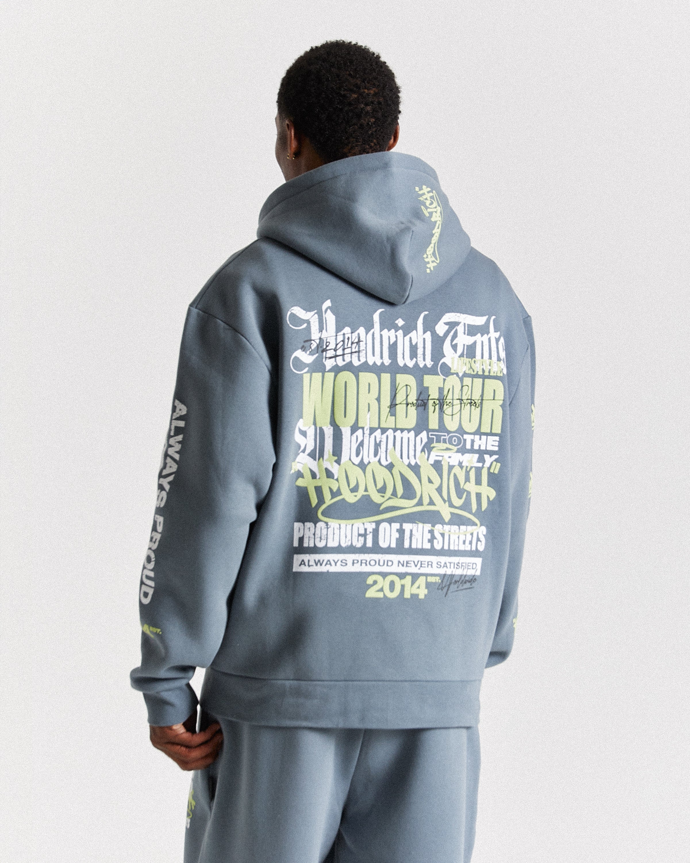 Stamp Tour Oversized Zip Hoodie - Grey/White/Lime Stamp Tour Oversized Zip Hoodie - Grey/White/Lime
