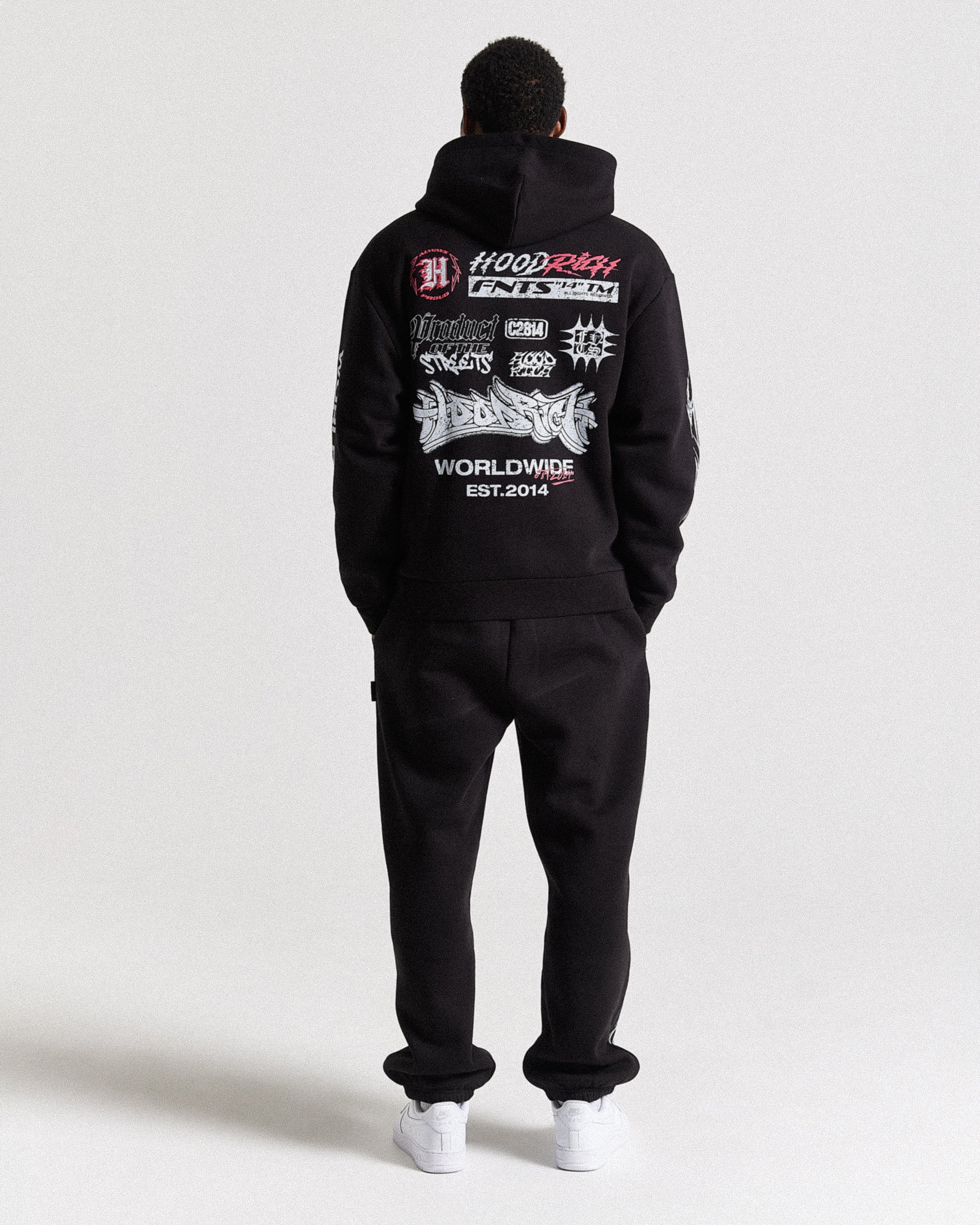 Vertigo Oversized Joggers - Black/Grey/Pink