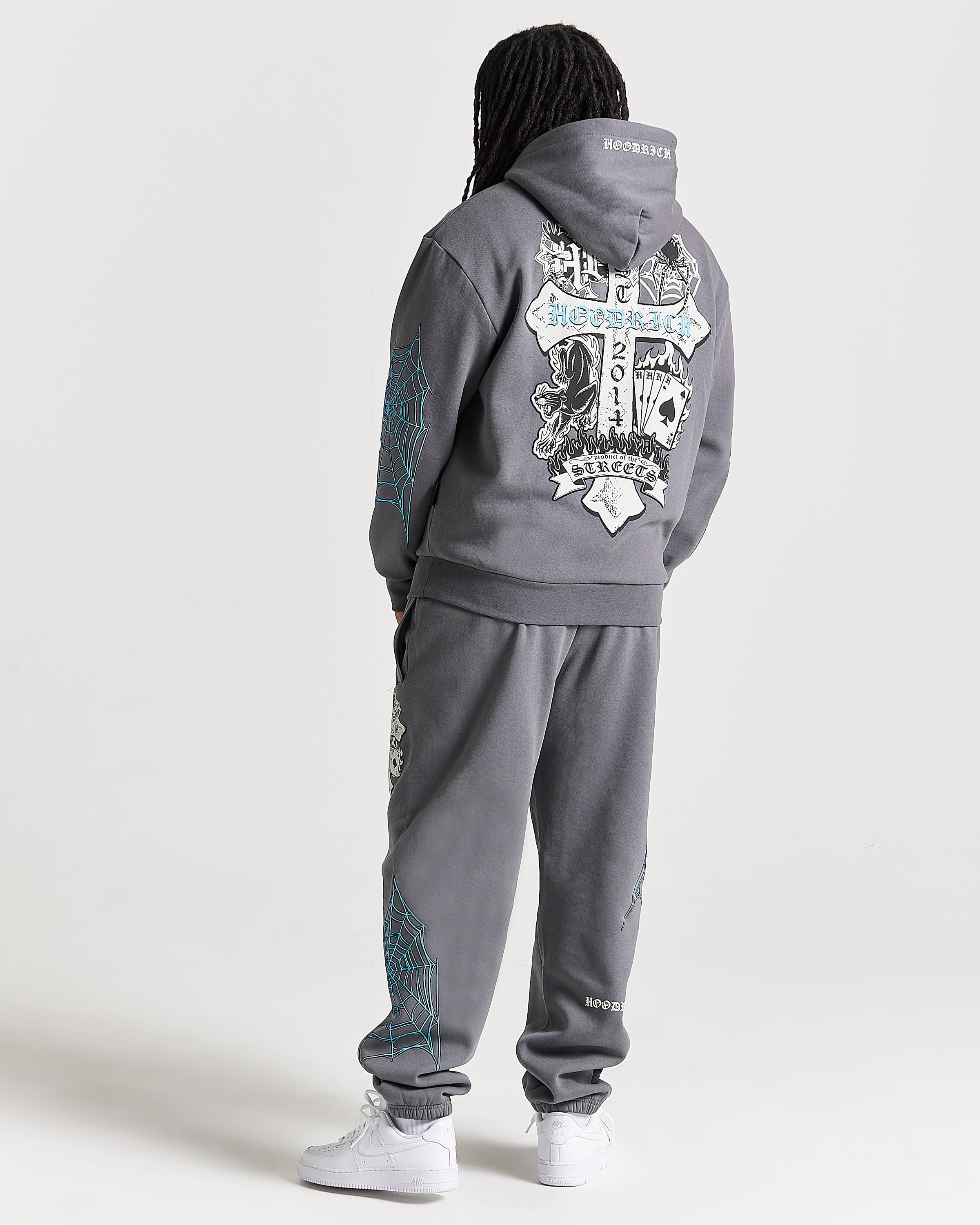Cross Oversized Hoodie - Grey/Blue
